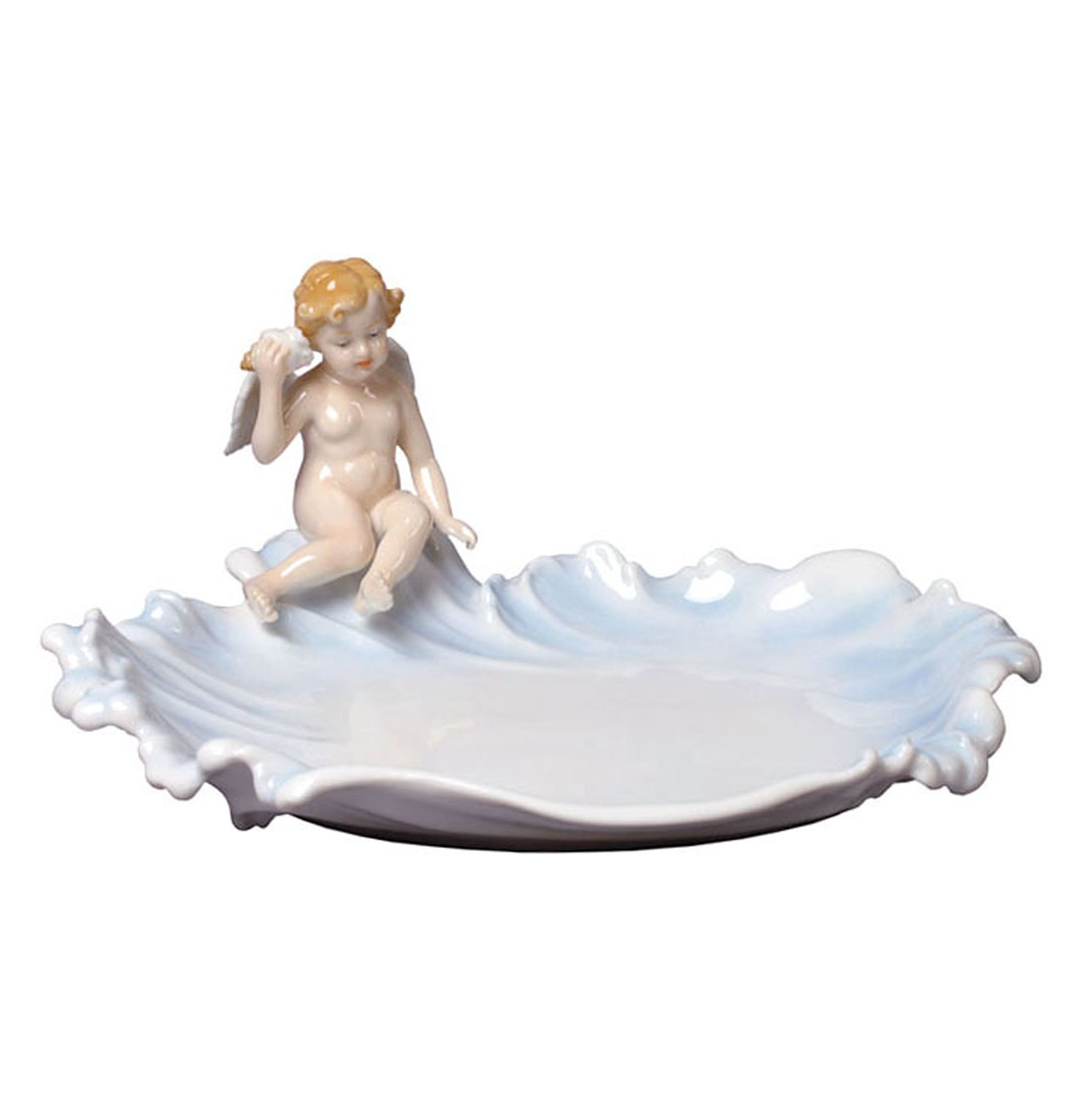 Cherubs Listening To Sea ShellJewelry Tray