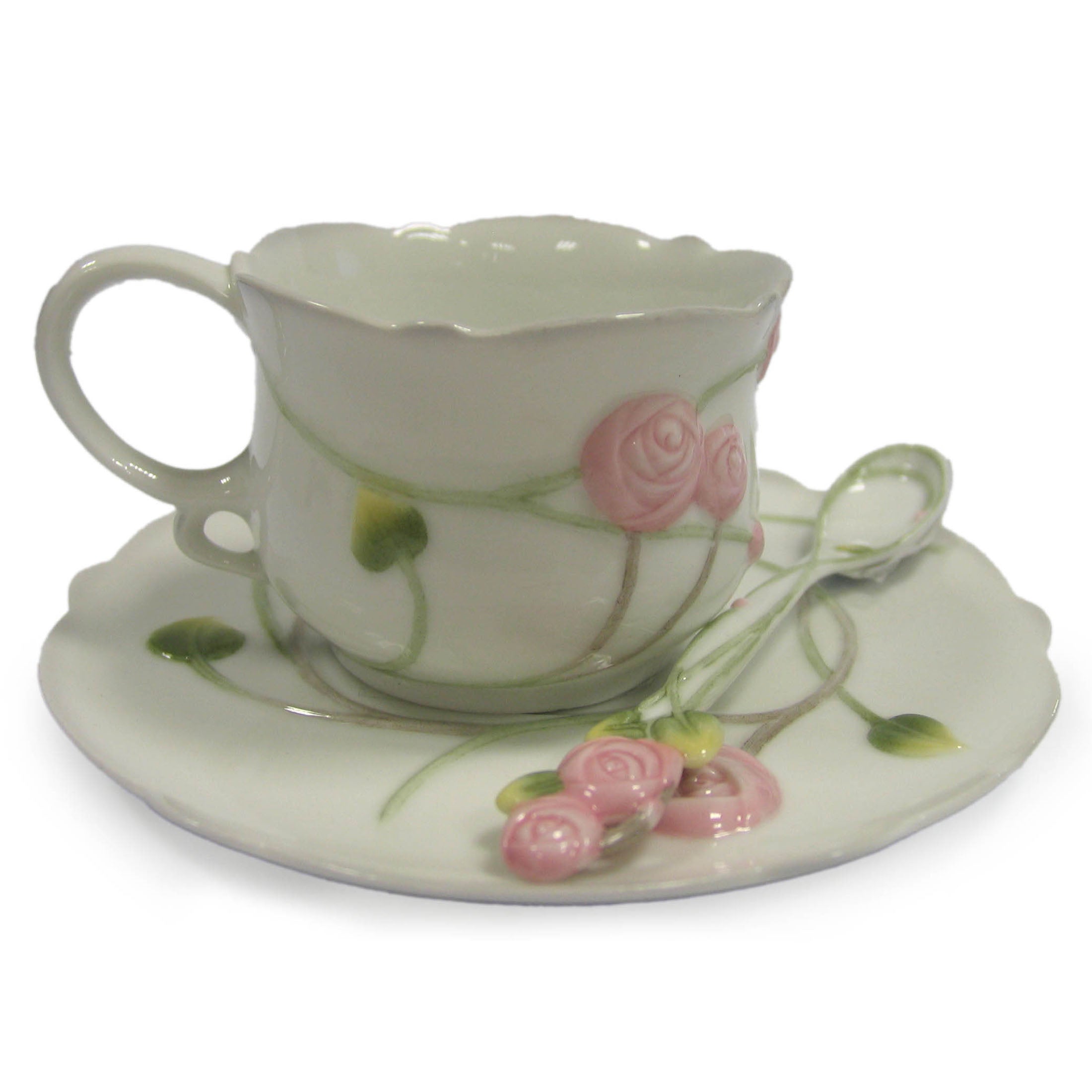 Rose Coffee Cup Set With Spoon