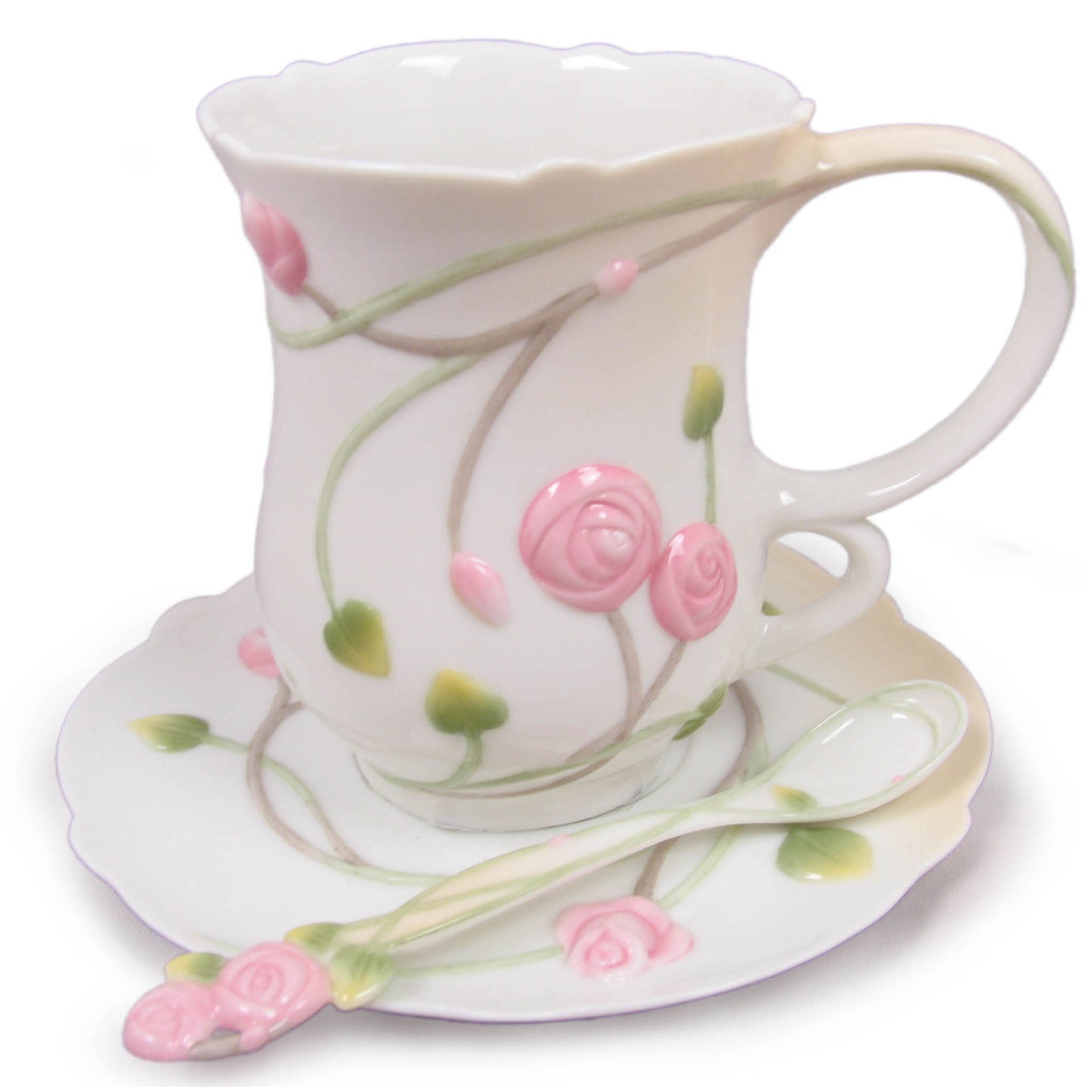 Rose Coffee Cup Set With Spoon