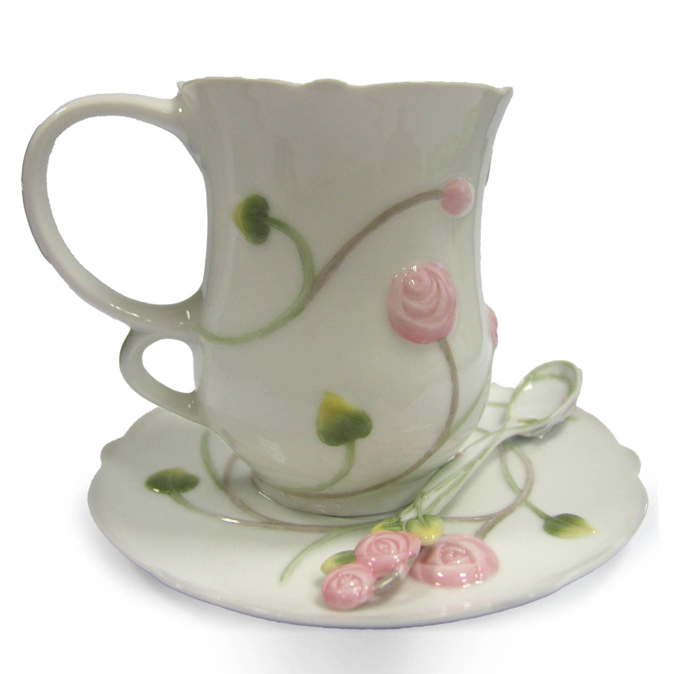 Rose Coffee Cup Set With Spoon