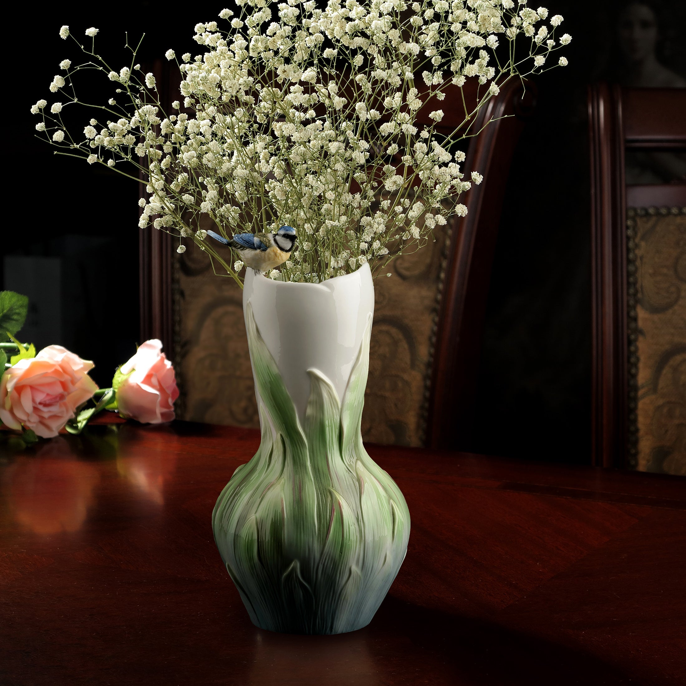 Pleione and Blue Tit Vase