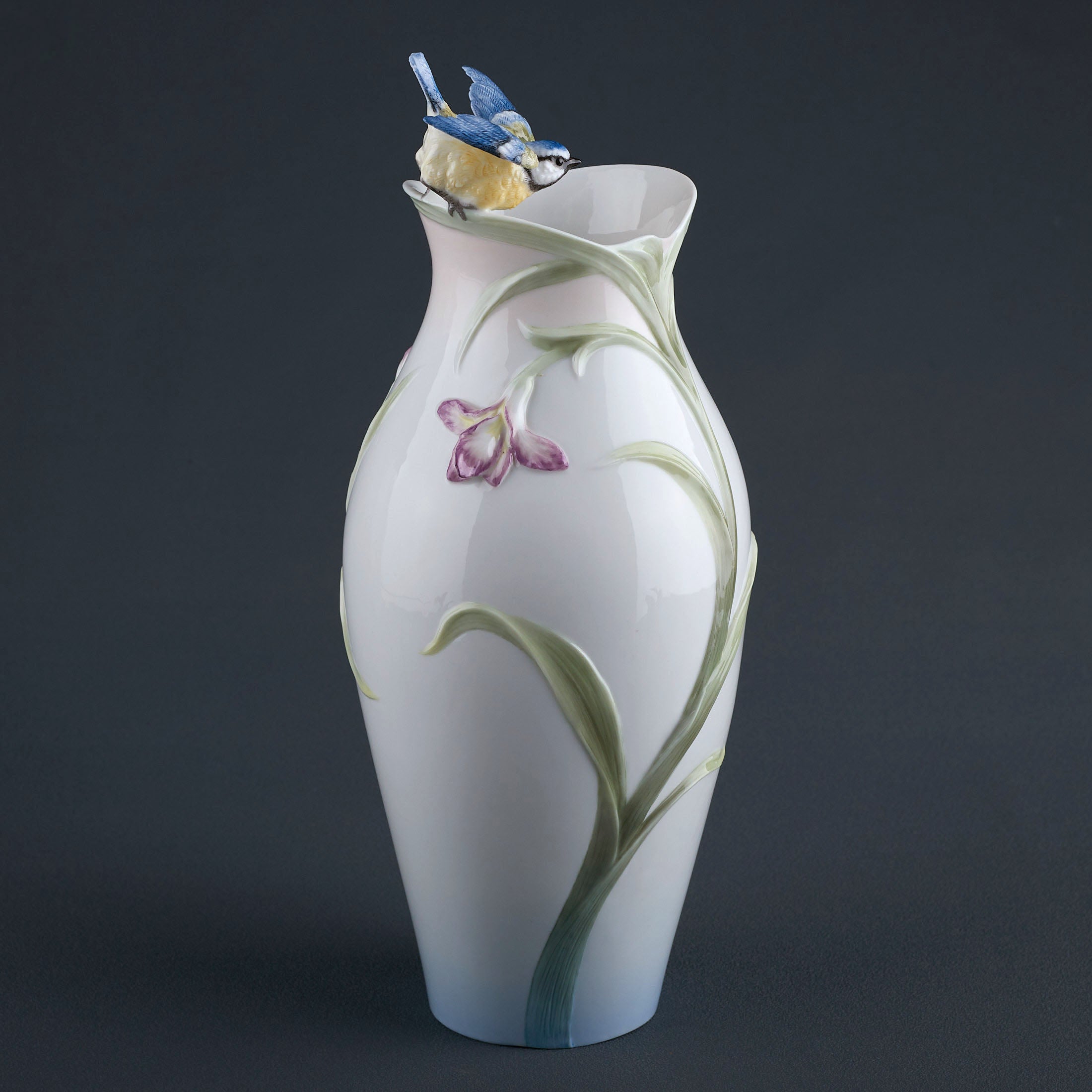 Orchid and Blue Tit Vase