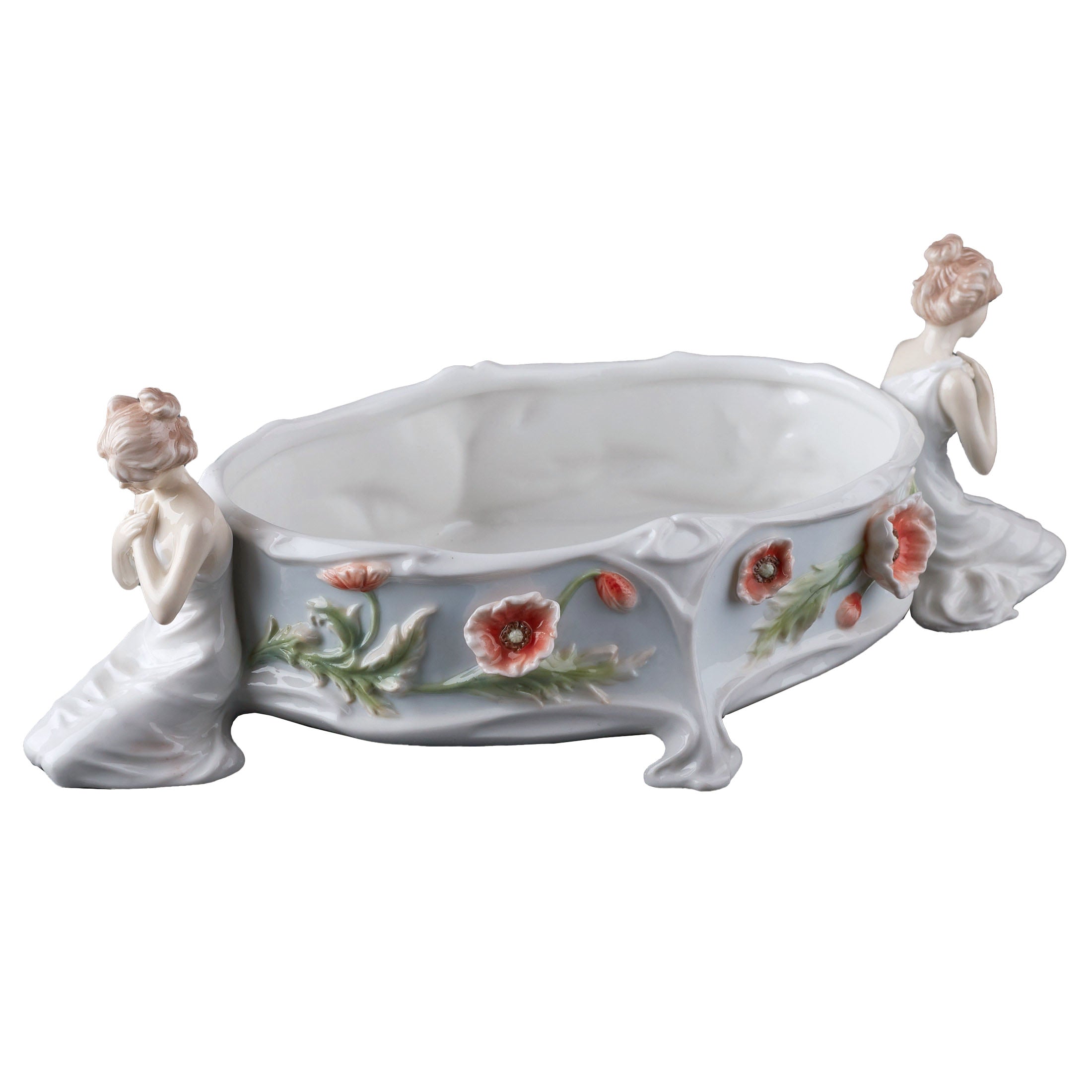 Poppy and Kneeling Maidens Flower Bowl