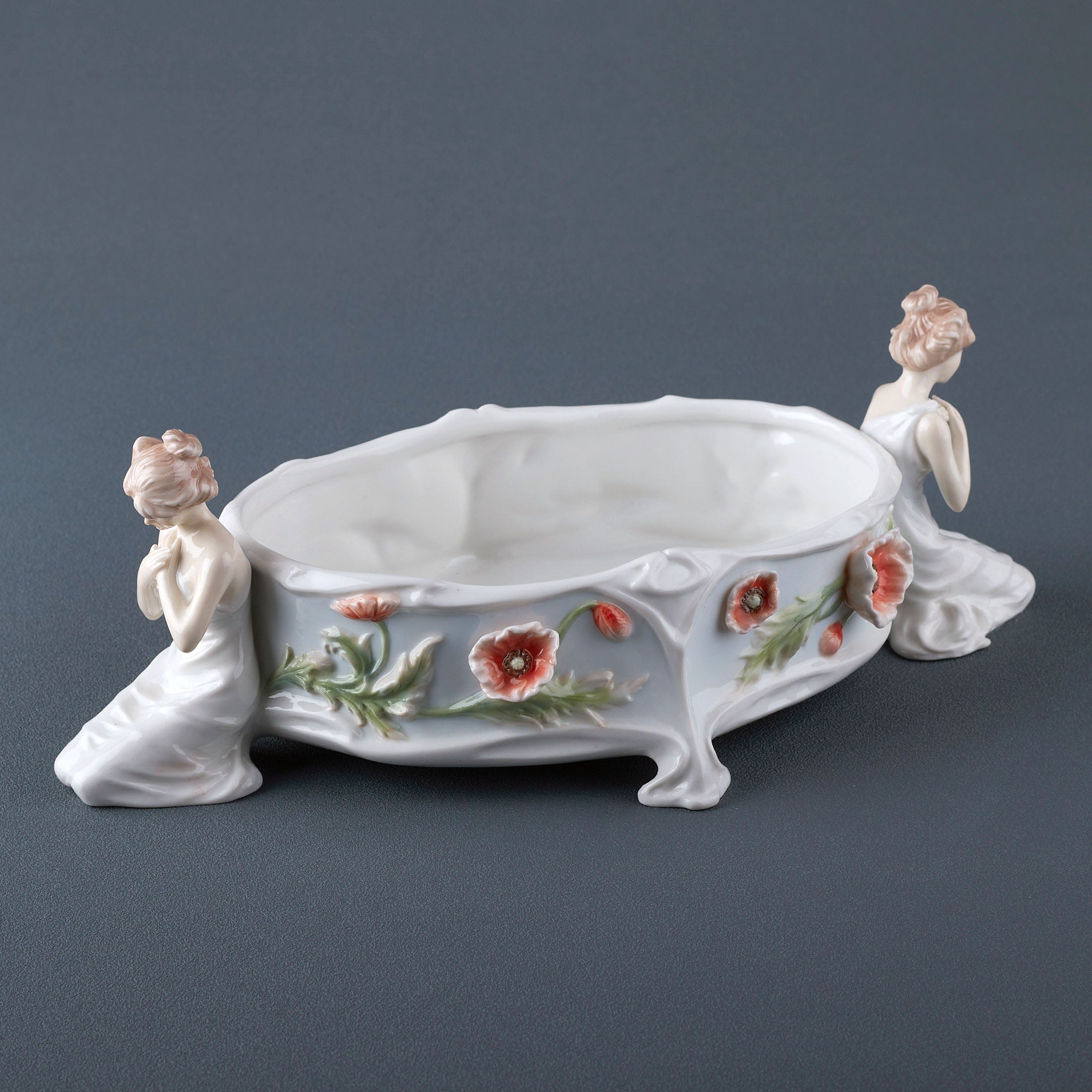 Poppy and Kneeling Maidens Flower Bowl