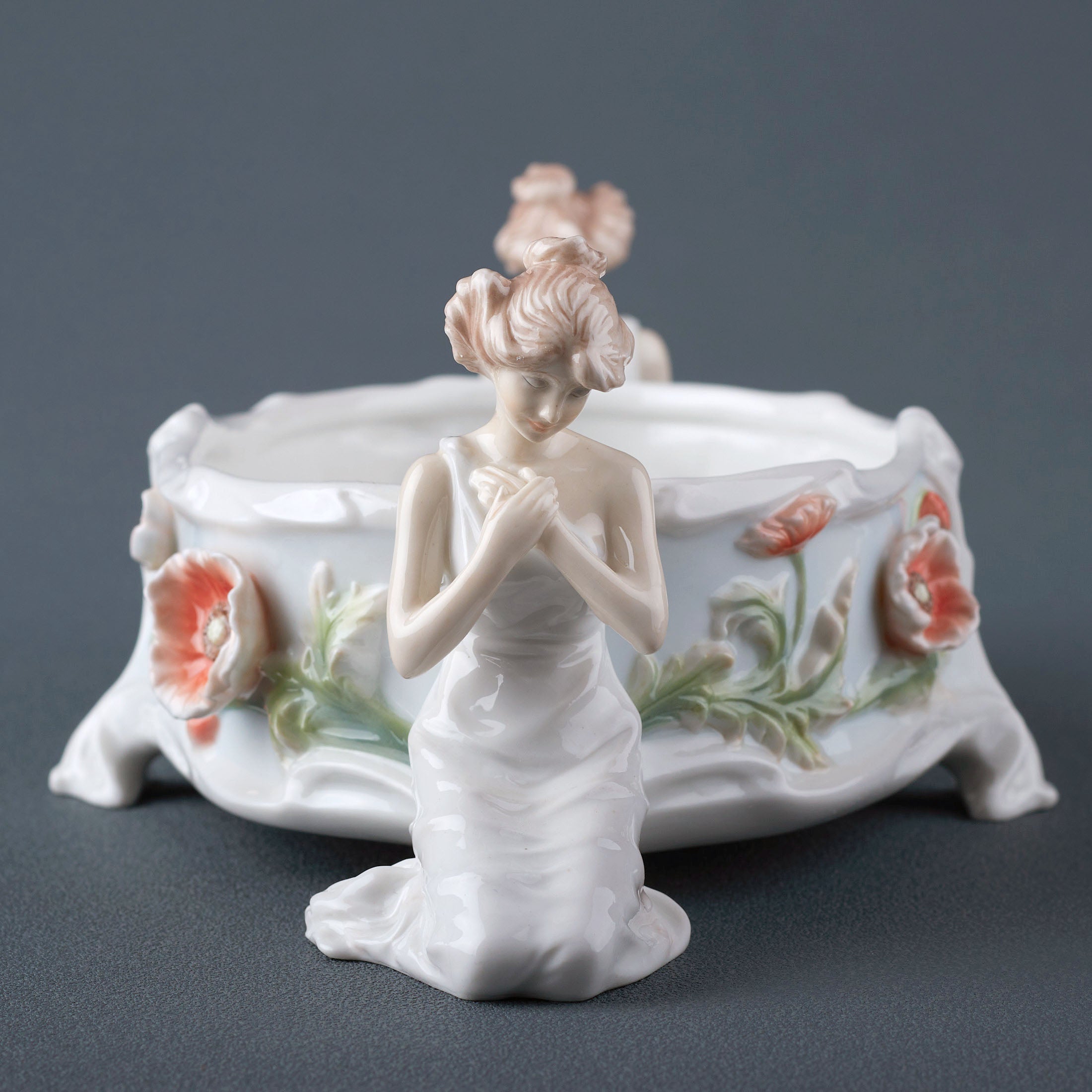 Poppy and Kneeling Maidens Flower Bowl