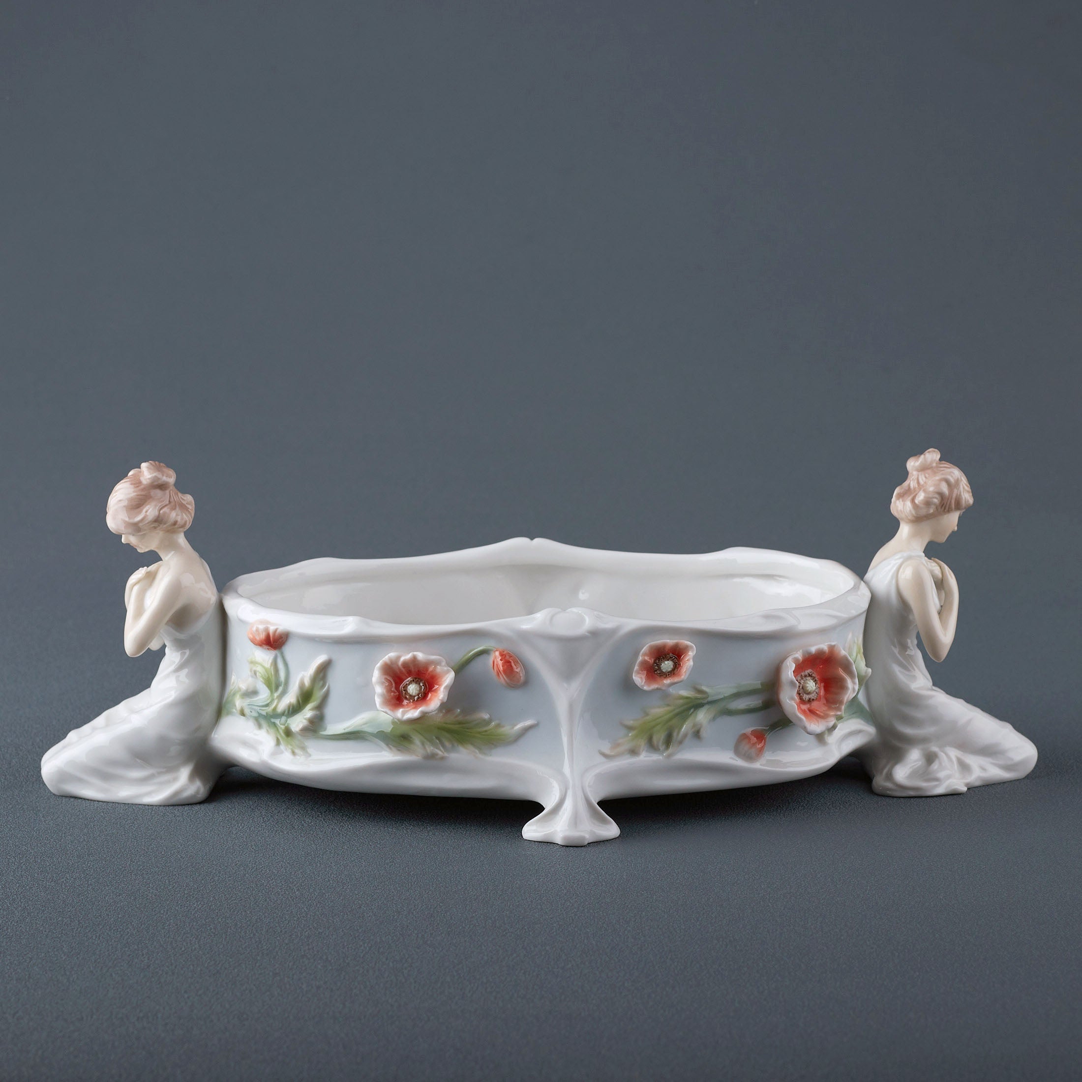 Poppy and Kneeling Maidens Flower Bowl