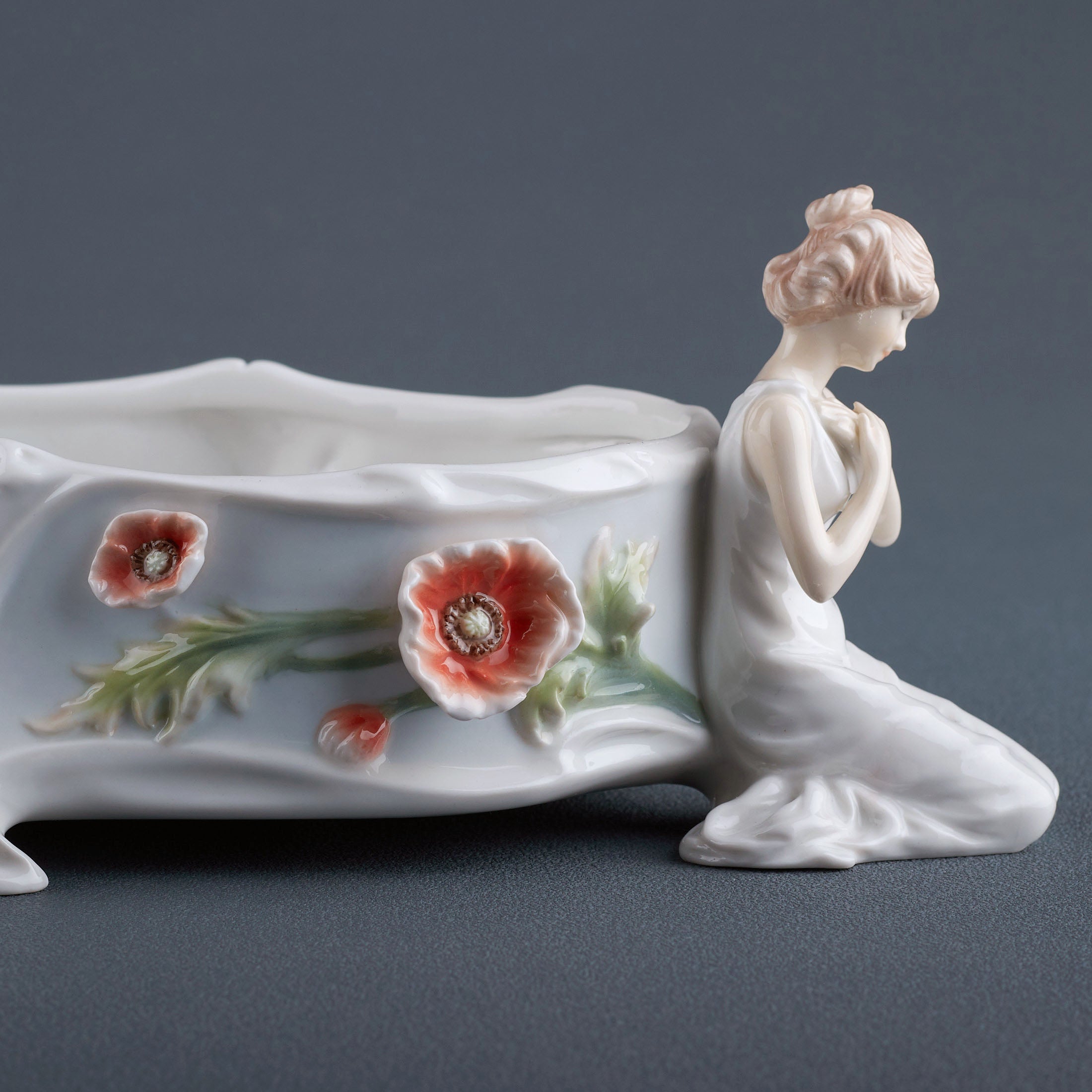 Poppy and Kneeling Maidens Flower Bowl