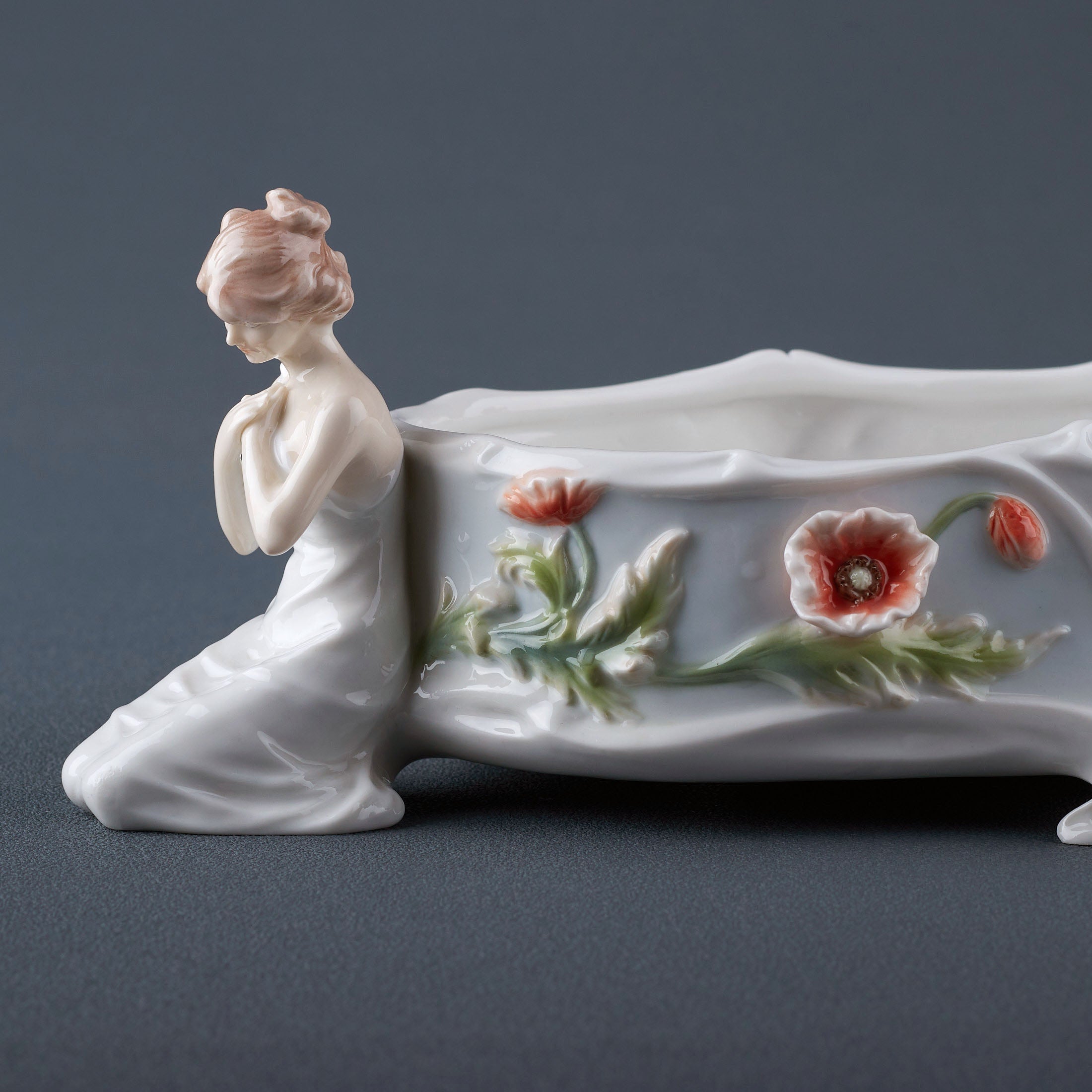 Poppy and Kneeling Maidens Flower Bowl