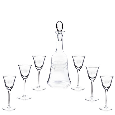 Liqueur set carafe and 6 glasses made of hand-cut glass