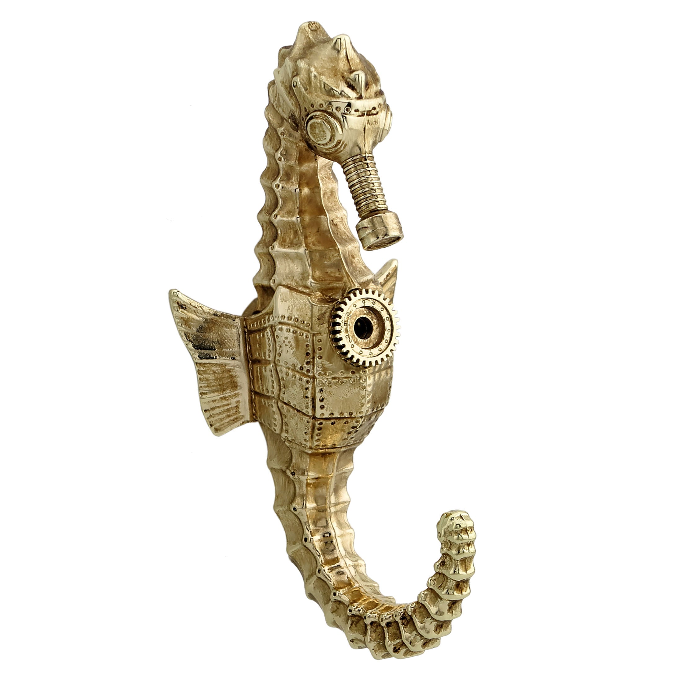 Steampunk Seahorse Wall Hook (Antique Gold)
