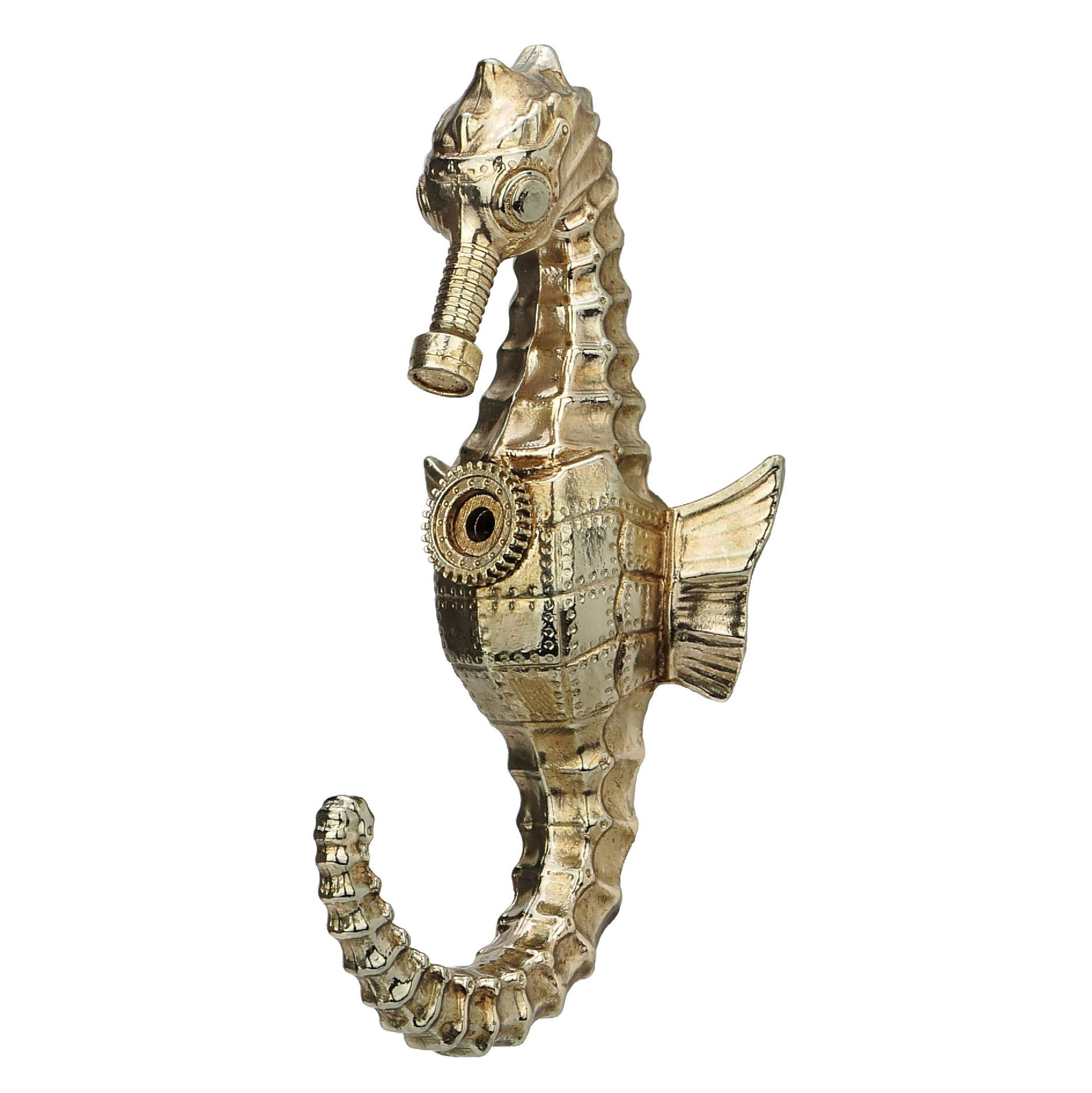 Steampunk Seahorse Wall Hook (Antique Gold)