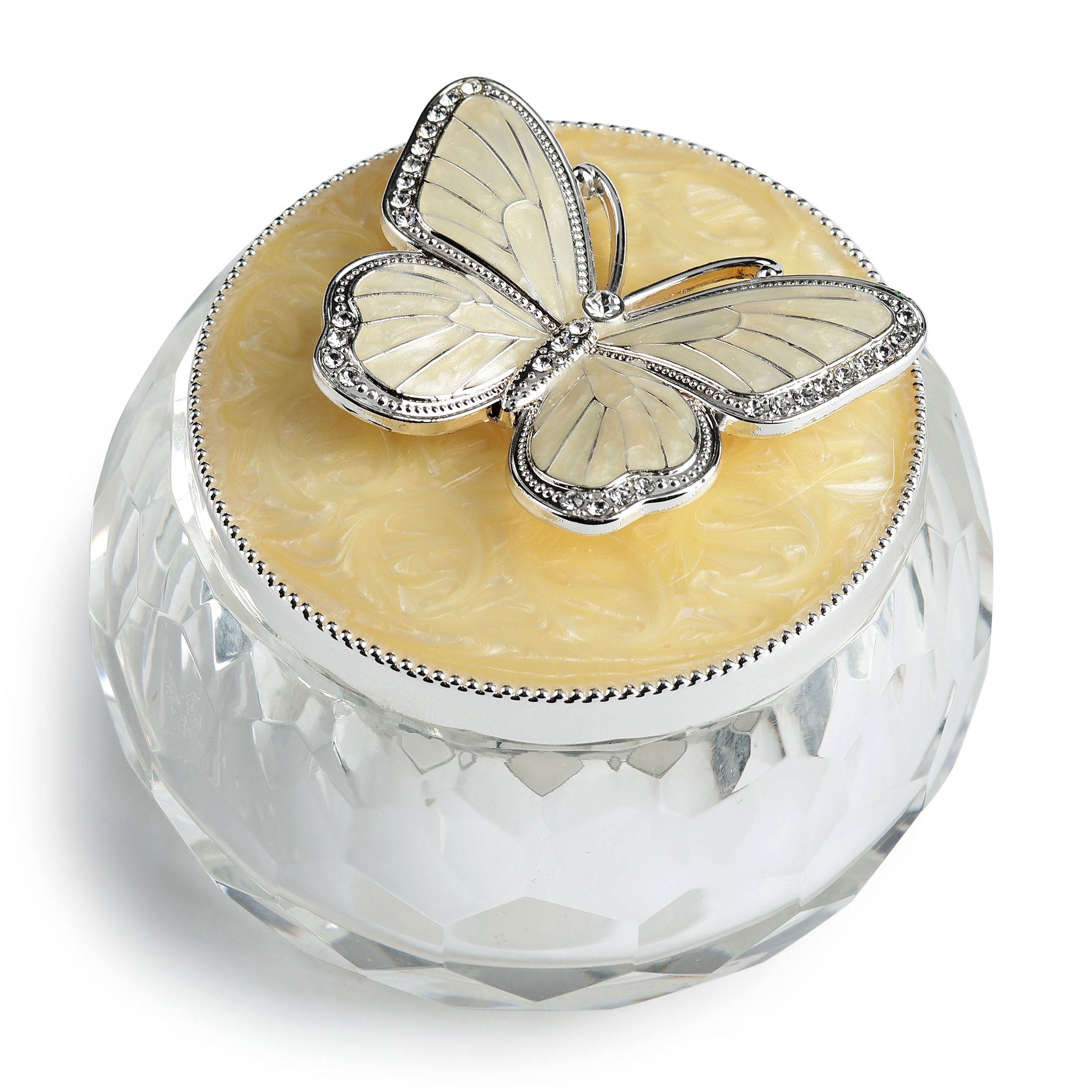 Crystal With Butterfly Lid Trinket Box