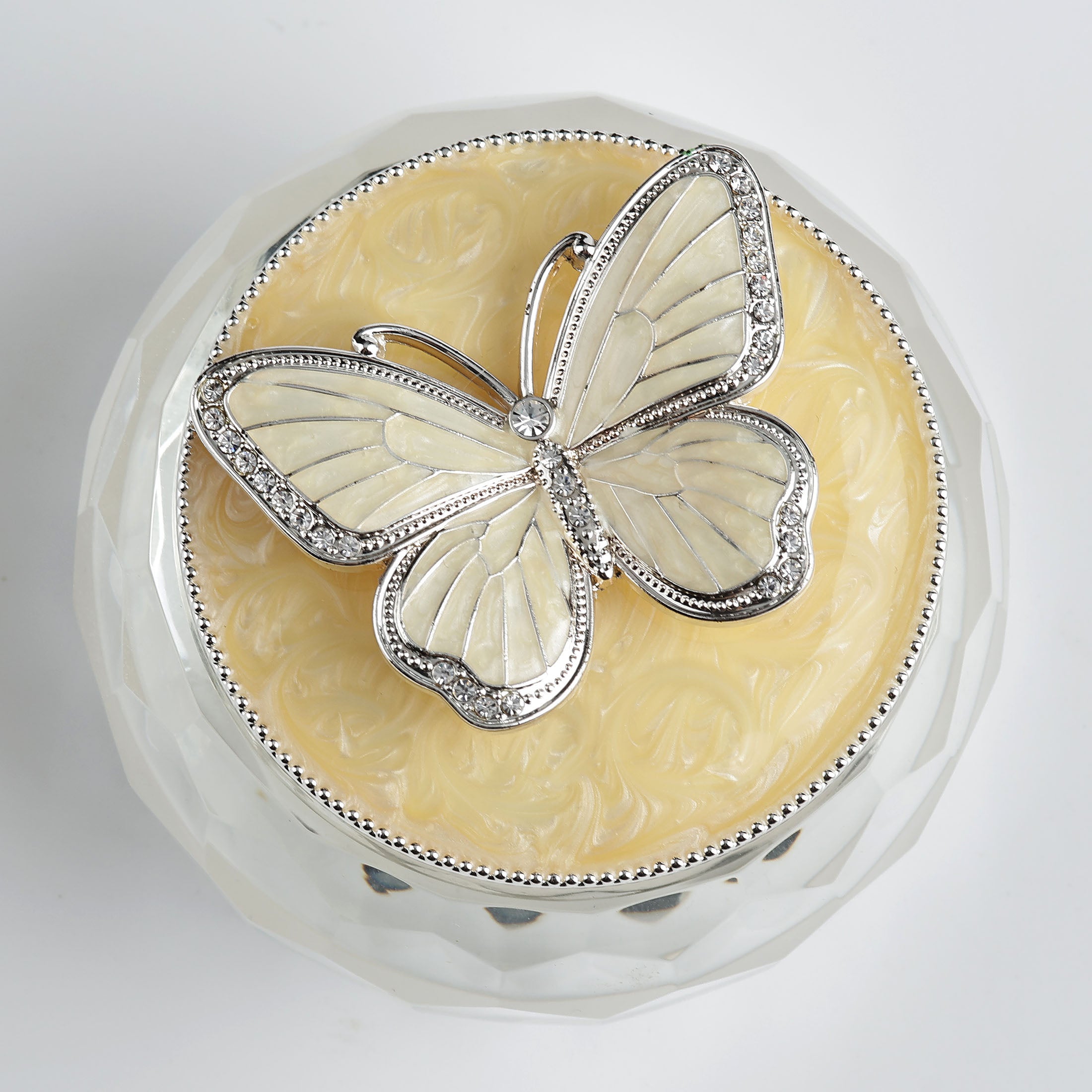 Crystal With Butterfly Lid Trinket Box