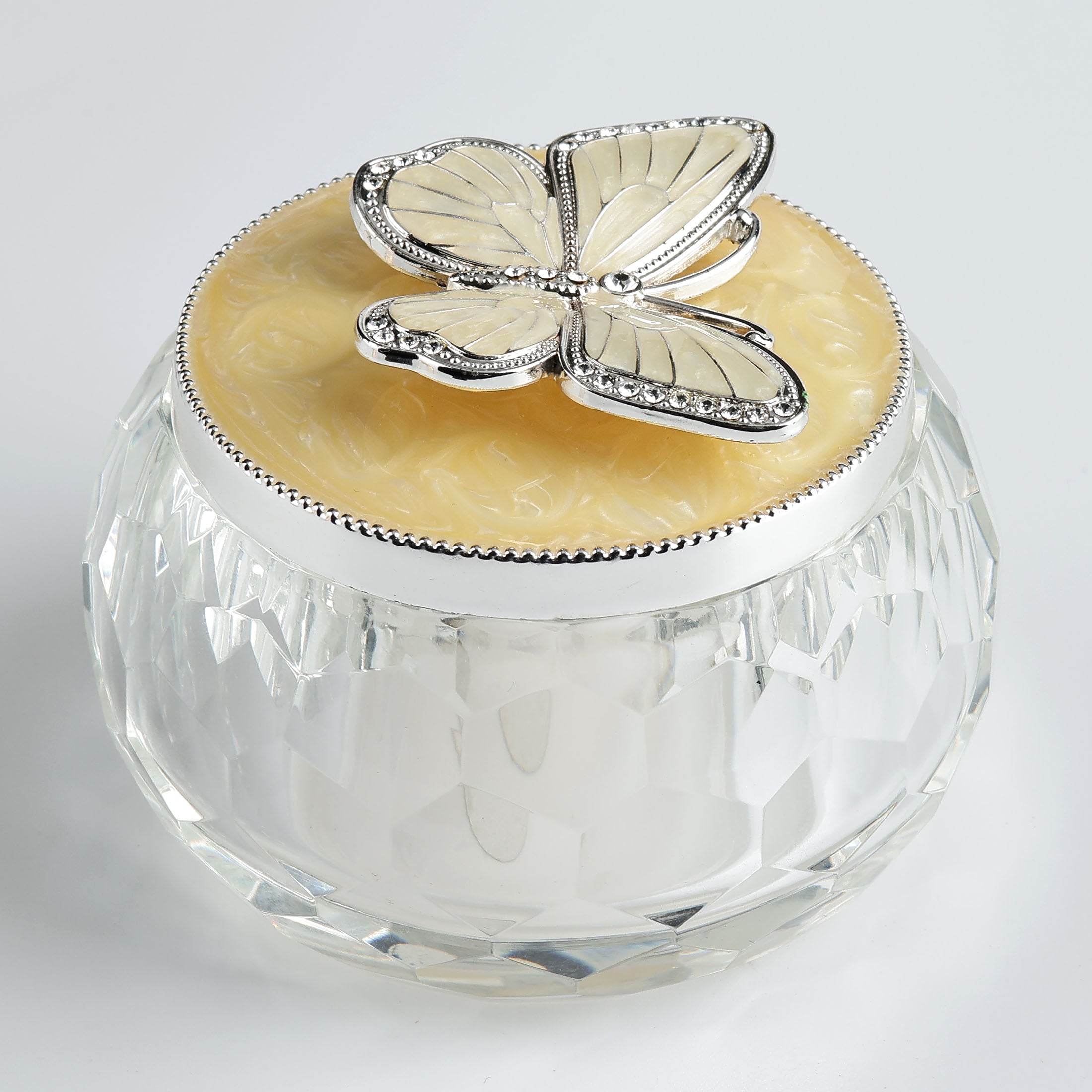 Crystal With Butterfly Lid Trinket Box