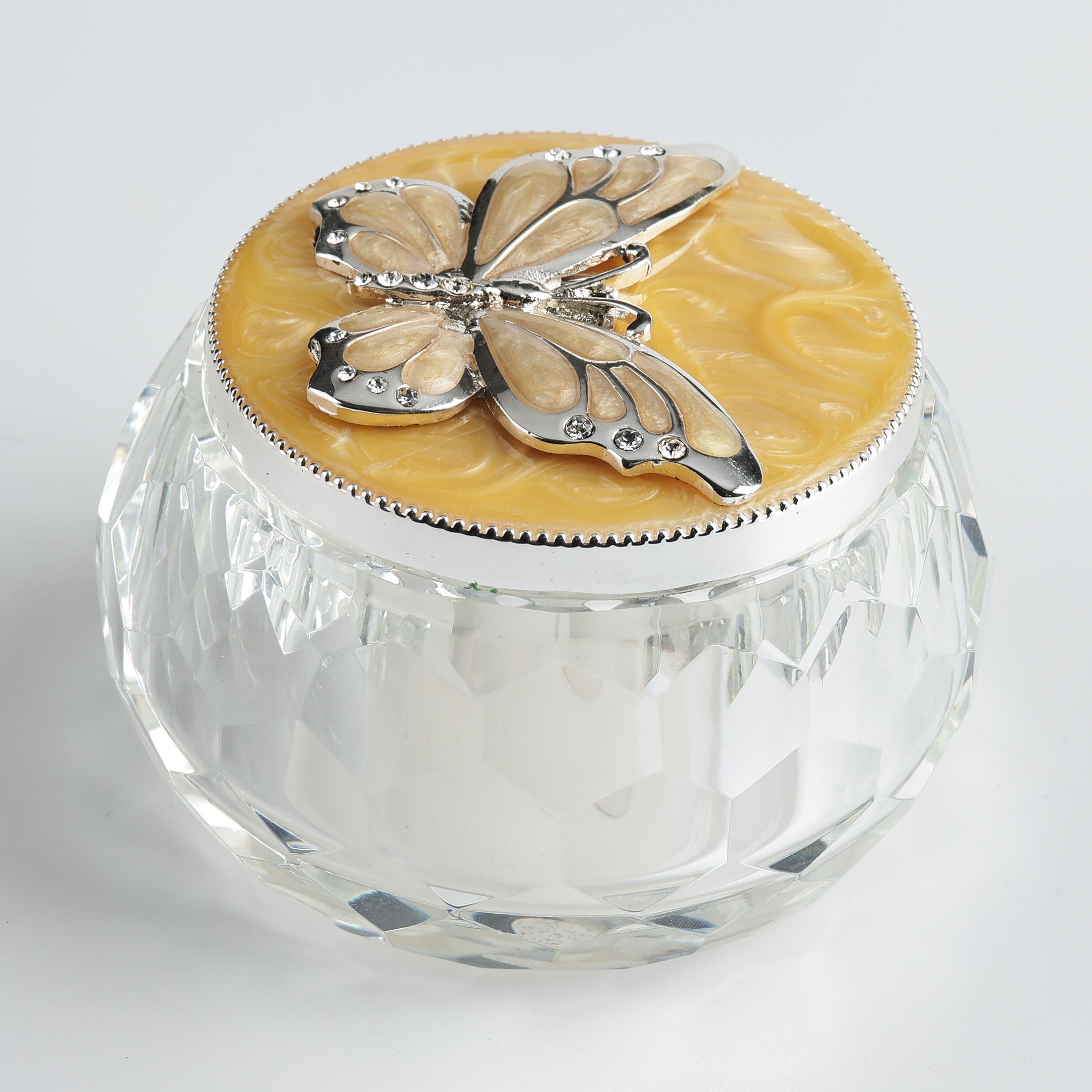 Crystal With Butterfly Lid Trinket Box