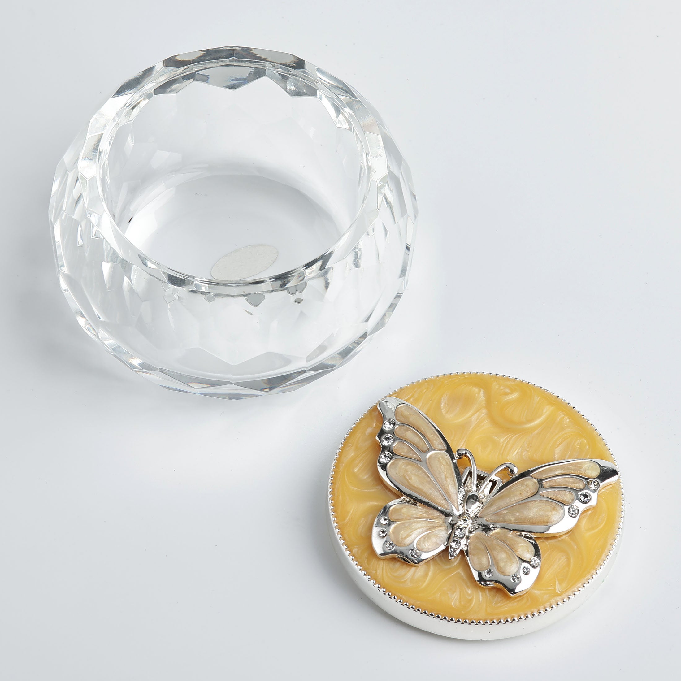 Crystal With Butterfly Lid Trinket Box