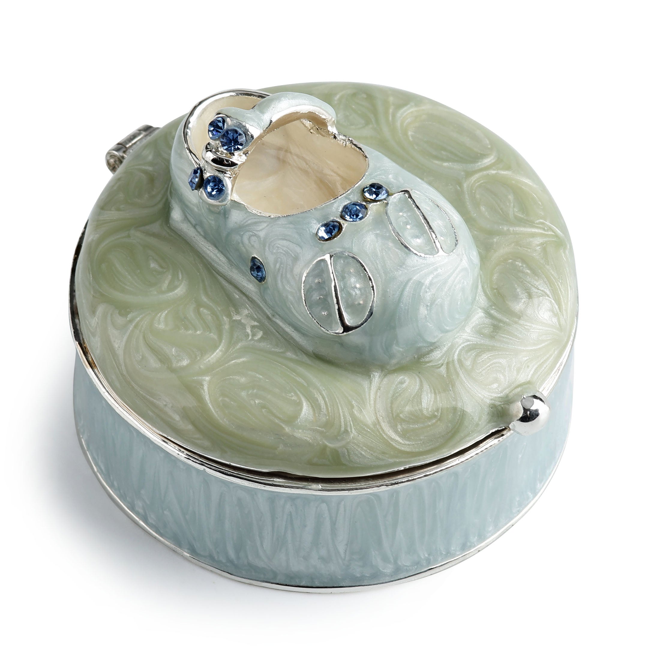 Baby Shoe Trinket Box Blue