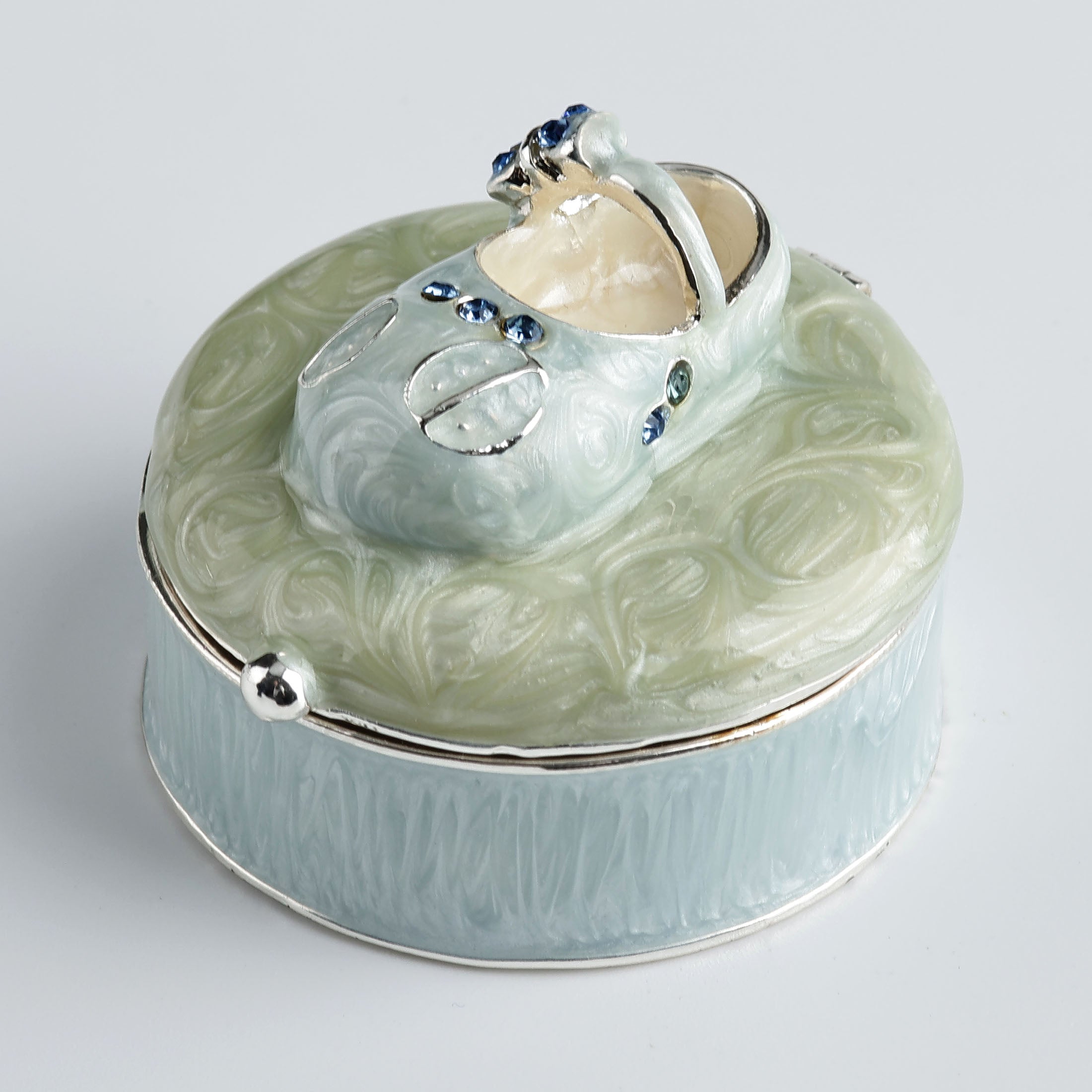 Baby Shoe Trinket Box Blue