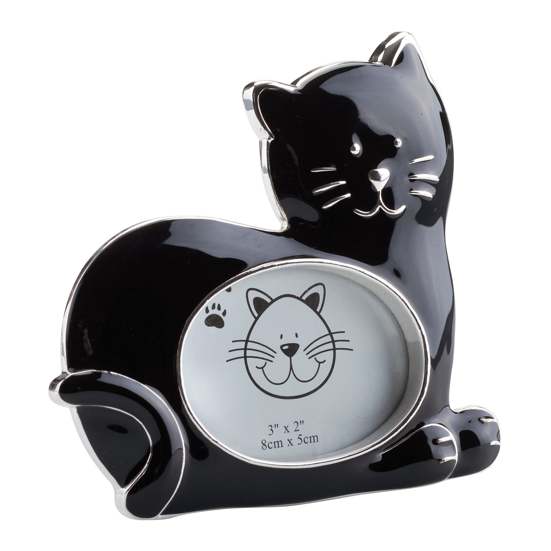 Cat Sitting Prone Photo Frame (Black)