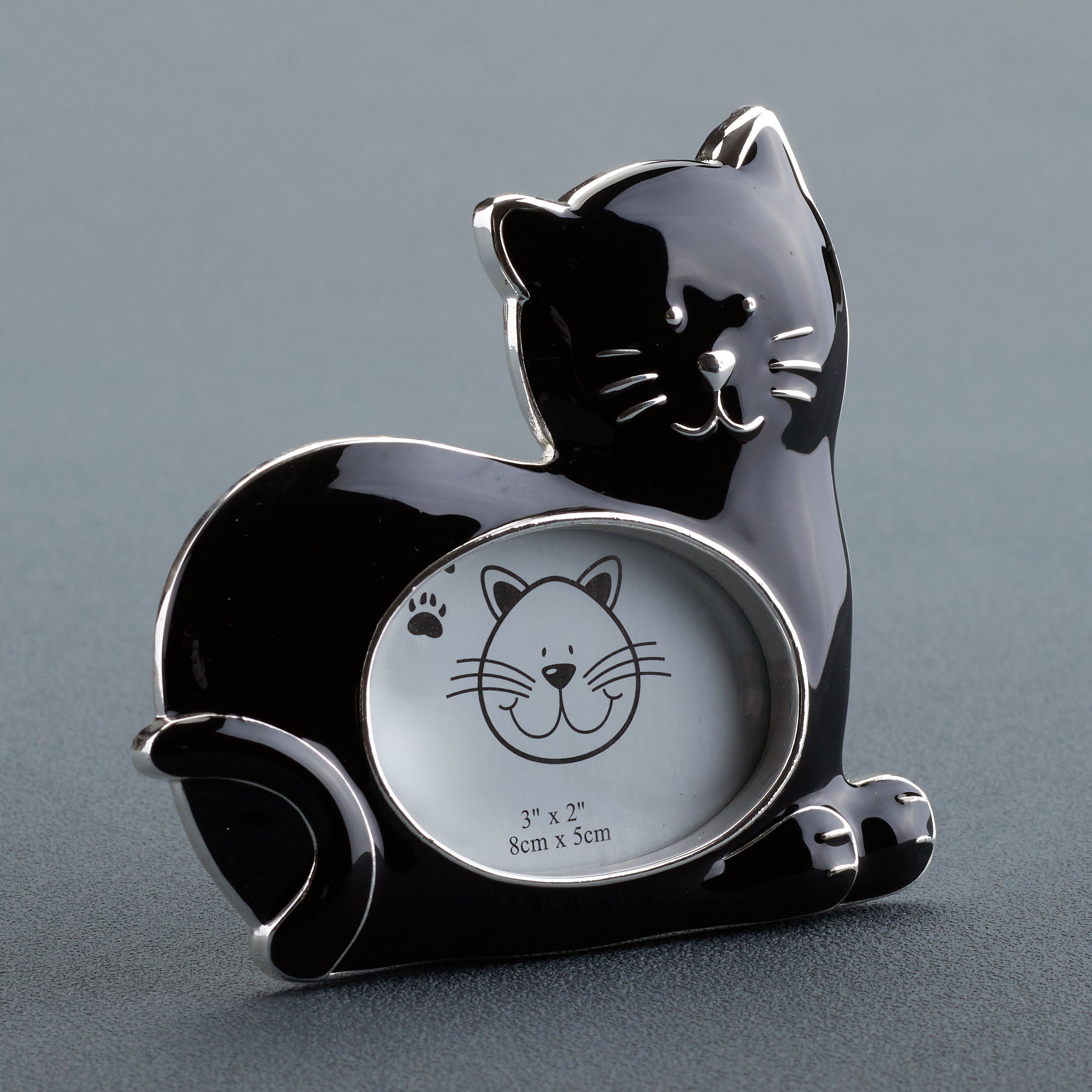 Cat Sitting Prone Photo Frame (Black)