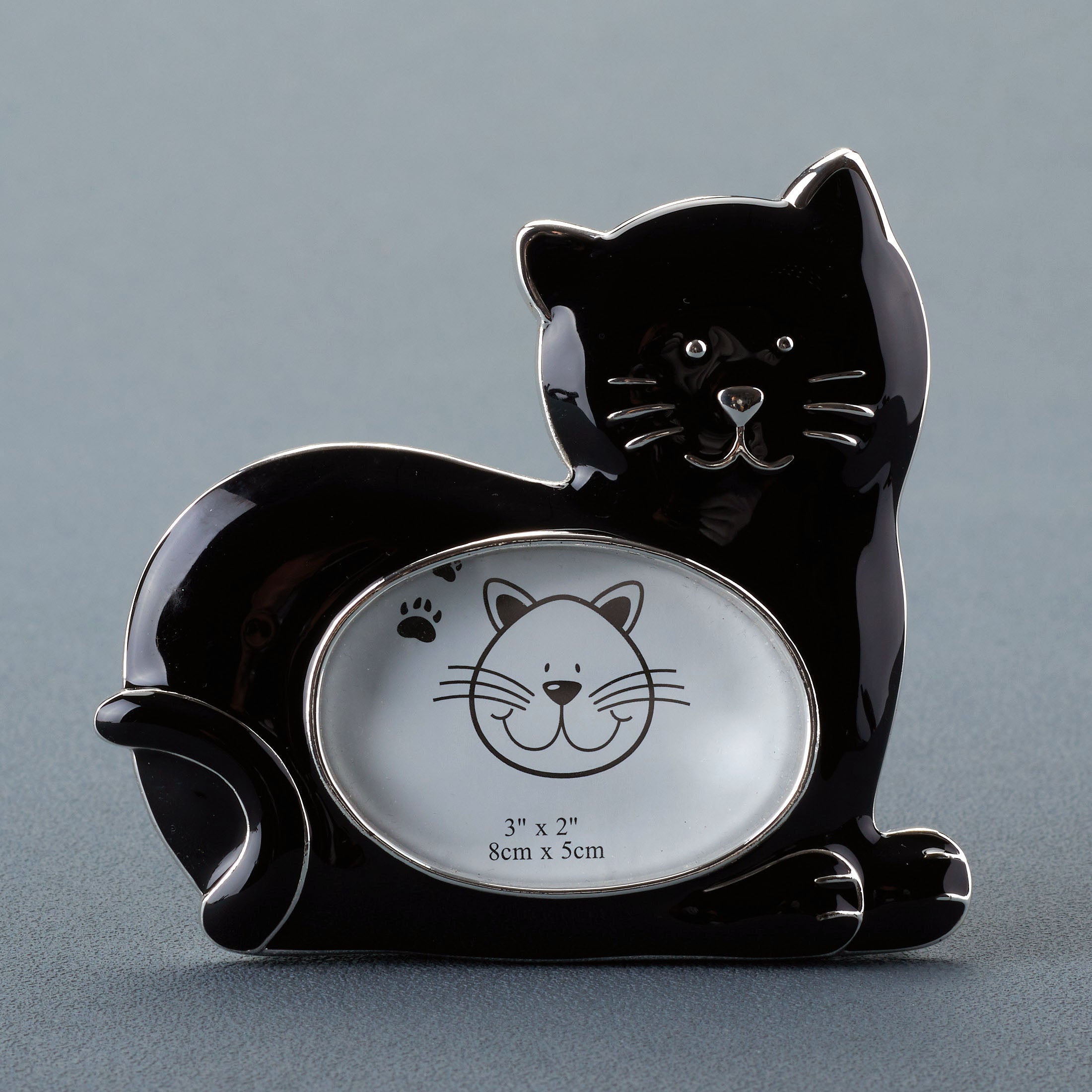 Cat Sitting Prone Photo Frame (Black)