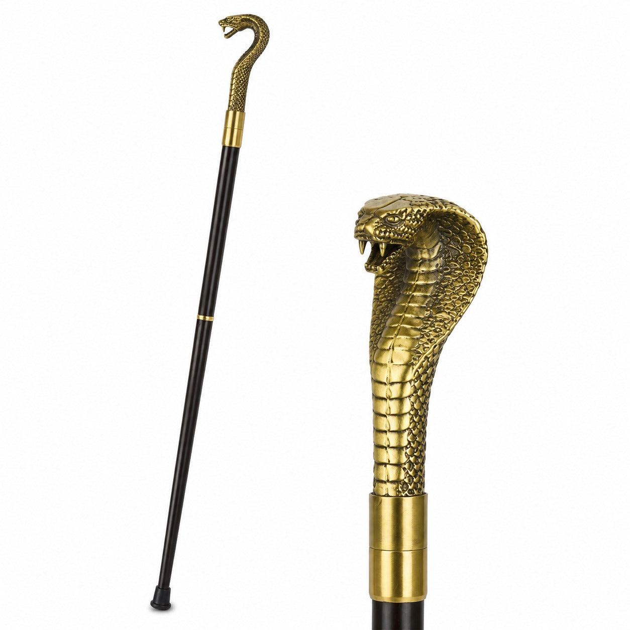 Aluminium Walking Stick Snake Cobra Head | Curios & Collectibles