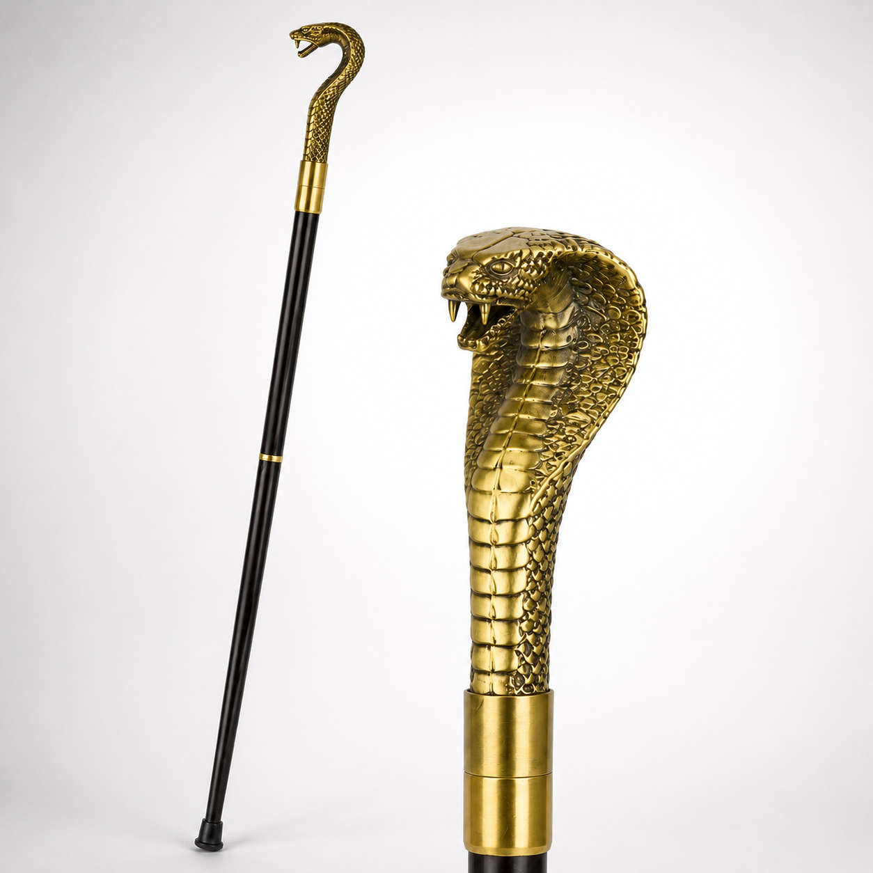 Aluminium Walking Stick Snake Cobra Head | Curios & Collectibles