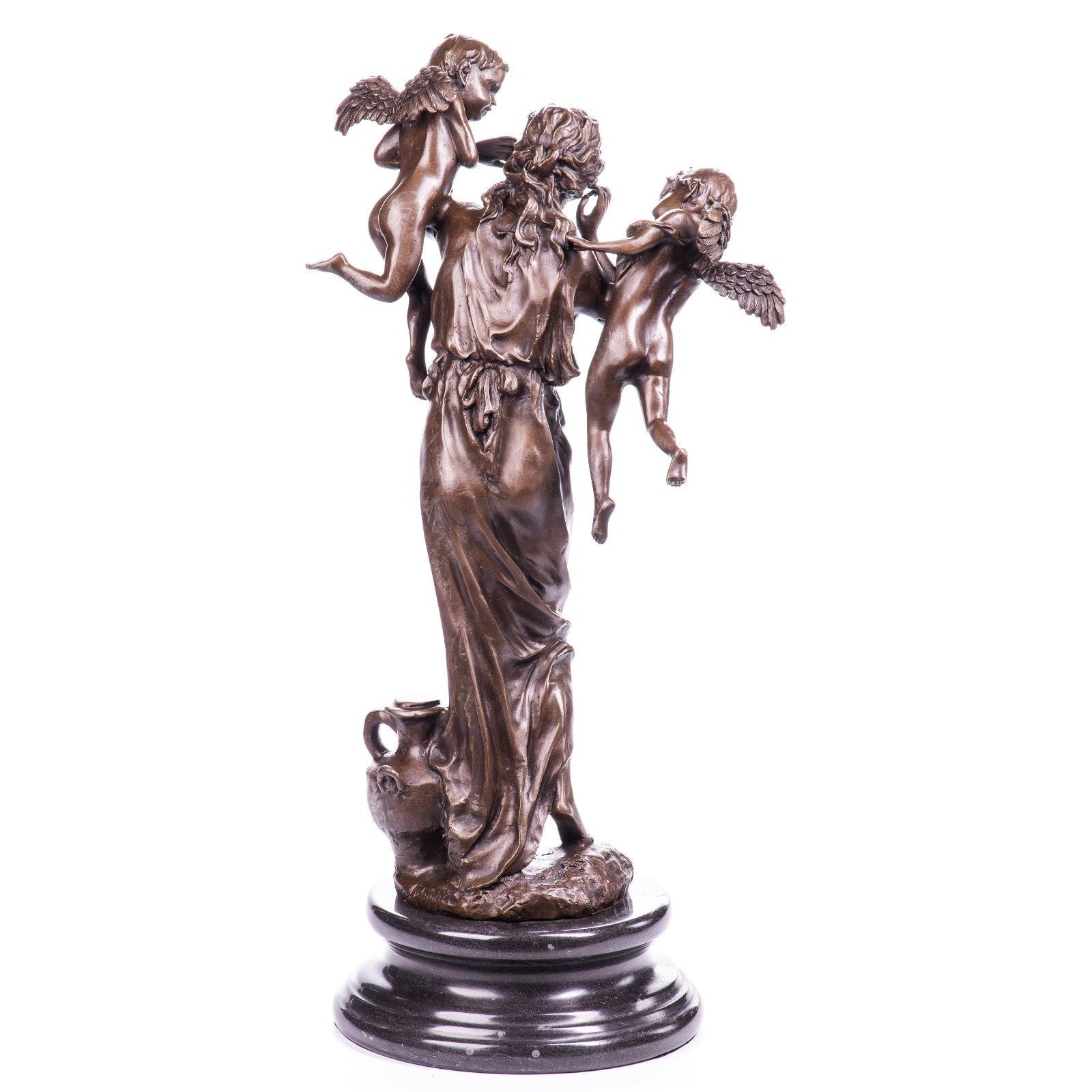 Allegorical Lady with Cherubs Classical Bronze Sculpture