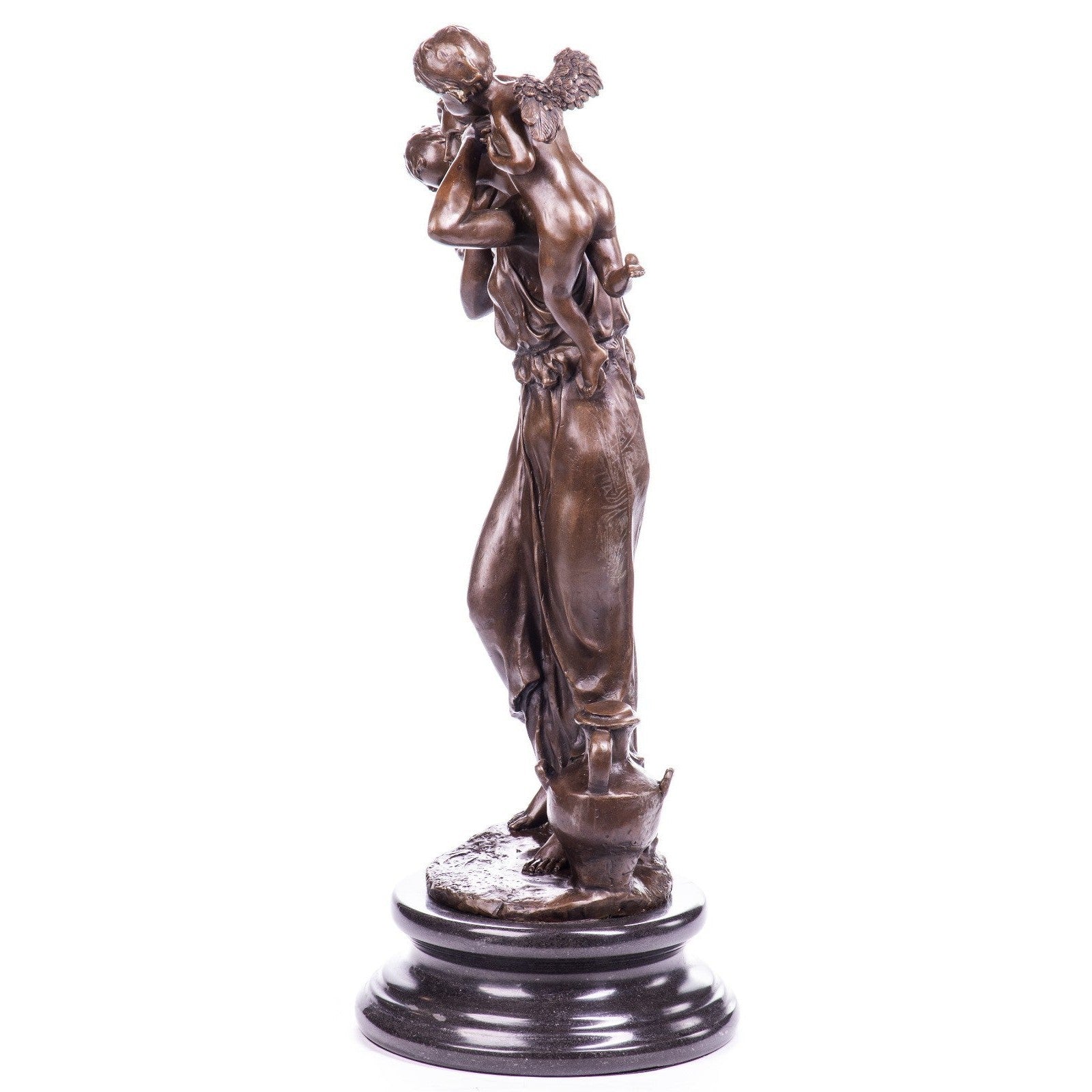 Allegorical Lady with Cherubs Classical Bronze Sculpture