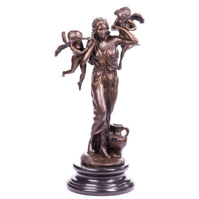Cherub Companion Lady | Handcrafted Bronze Decor | Gift Idea