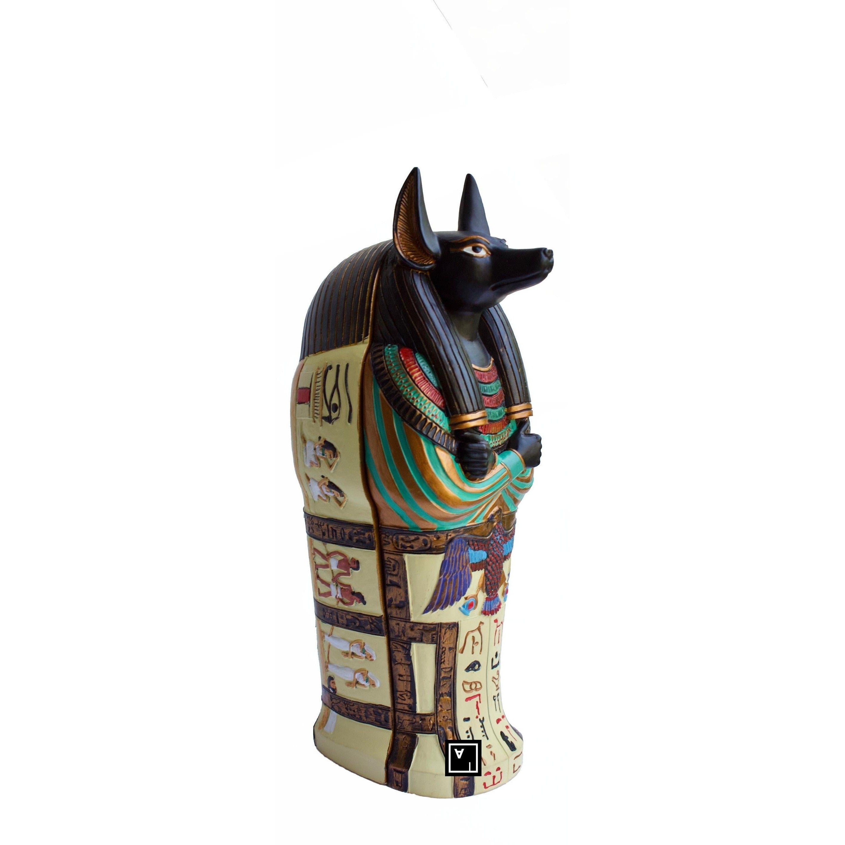 Anubis Canopic Sarcophagus | Handcrafted Resin Decor