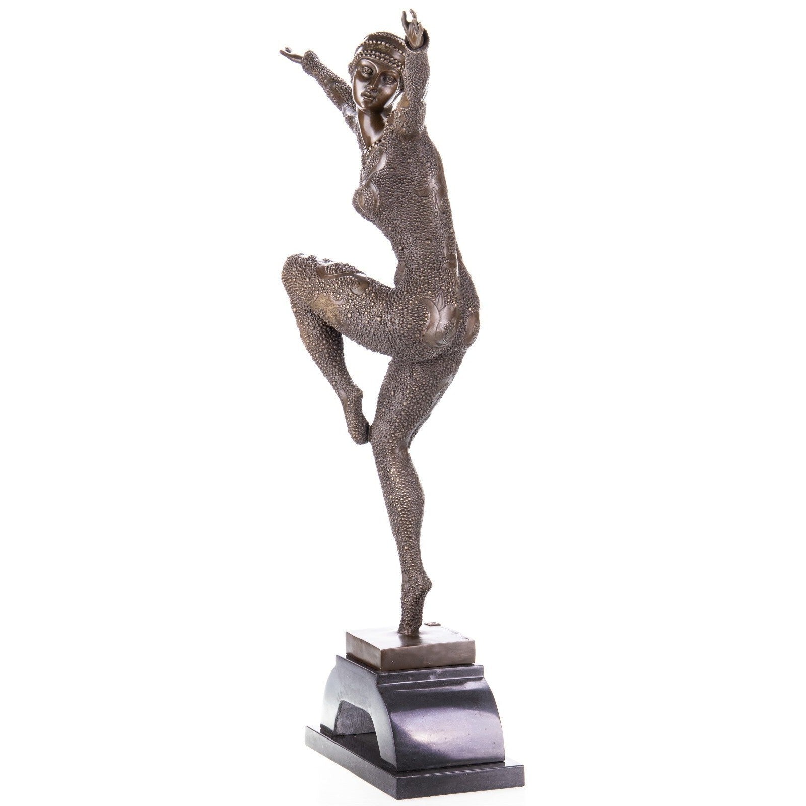 Art Deco Beaded Dancer | Handcrafted Bronze Decor | Gift Idea