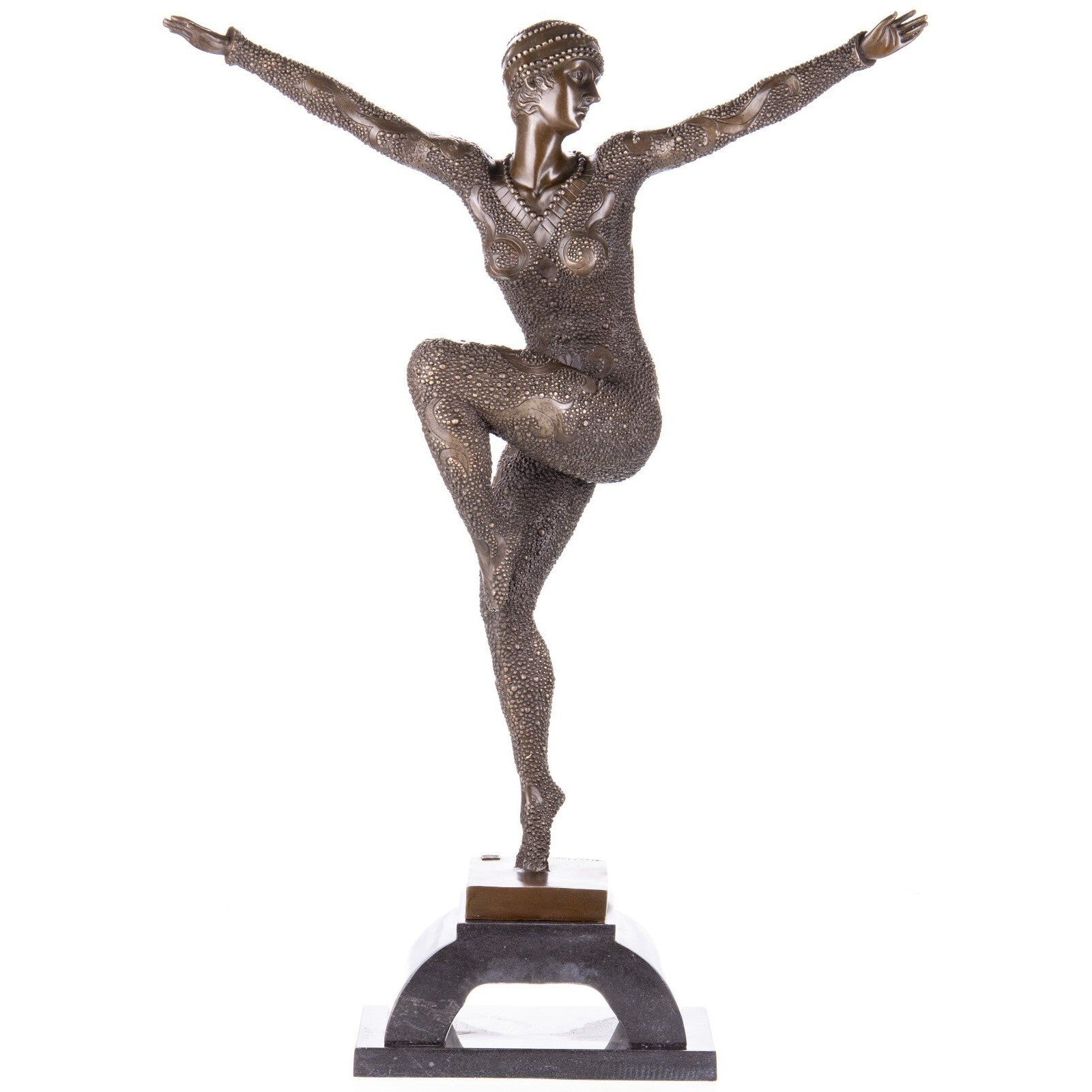 Art Deco Beaded Dancer | Handcrafted Bronze Decor | Gift Idea