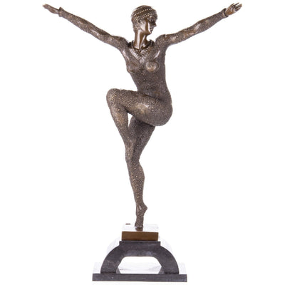 Art Deco Beaded Dancer | Handcrafted Bronze Decor | Gift Idea