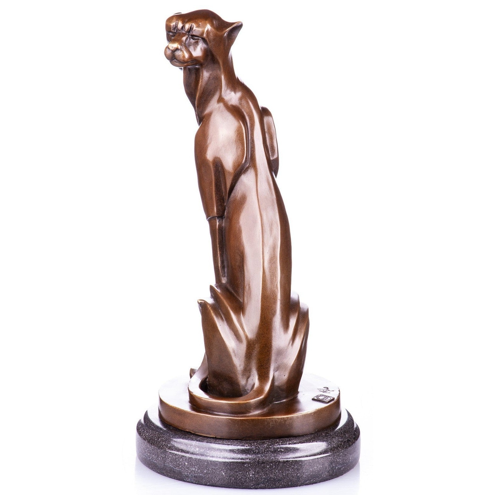 Stylized Sitting Panther | Handcrafted Bronze Decor