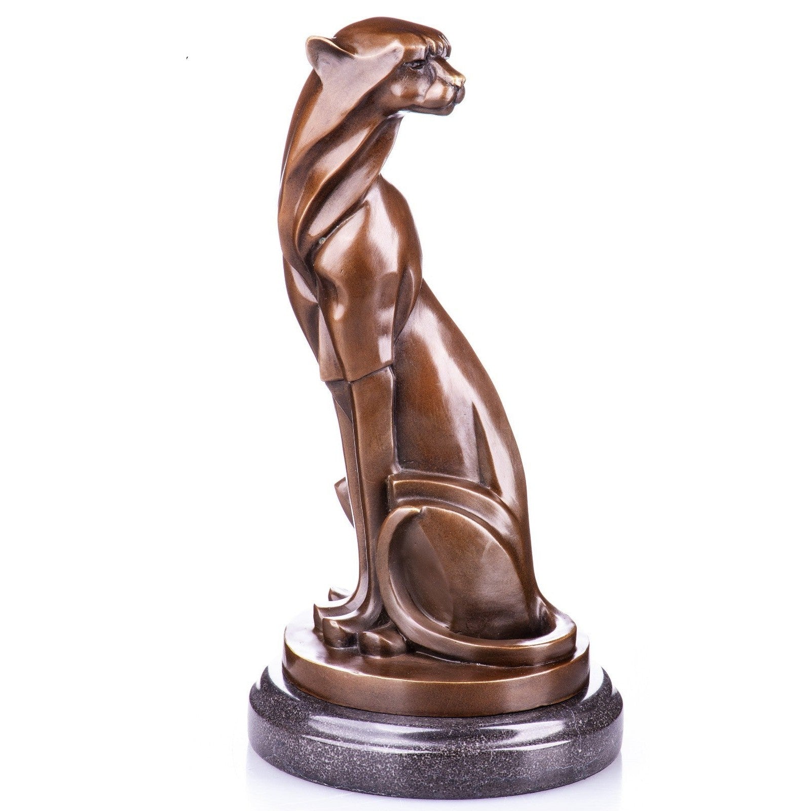Stylized Sitting Panther | Handcrafted Bronze Decor