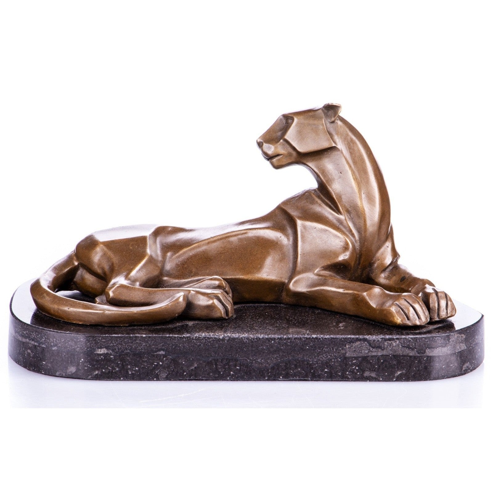 Reclining Geometric Panther | Handcrafted Bronze Decor