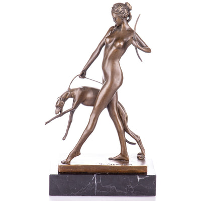 Artemis with Greyhound | Handcrafted Bronze Decor