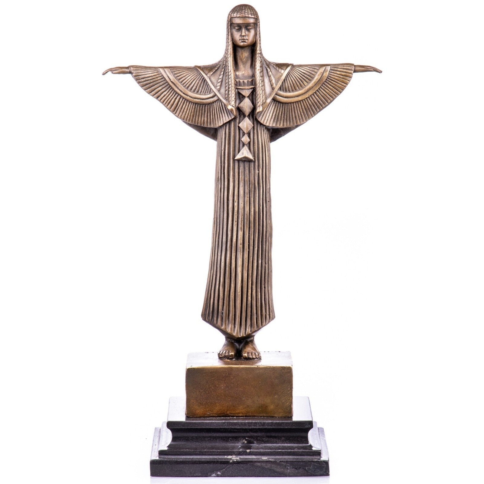Egyptian Winged Goddess Figure | Handcrafted Bronze Decor