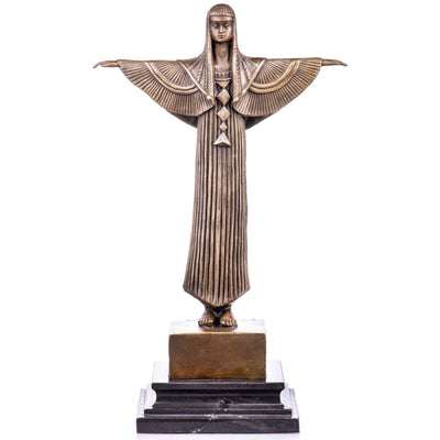 Egyptian Winged Goddess Figure | Handcrafted Bronze Decor