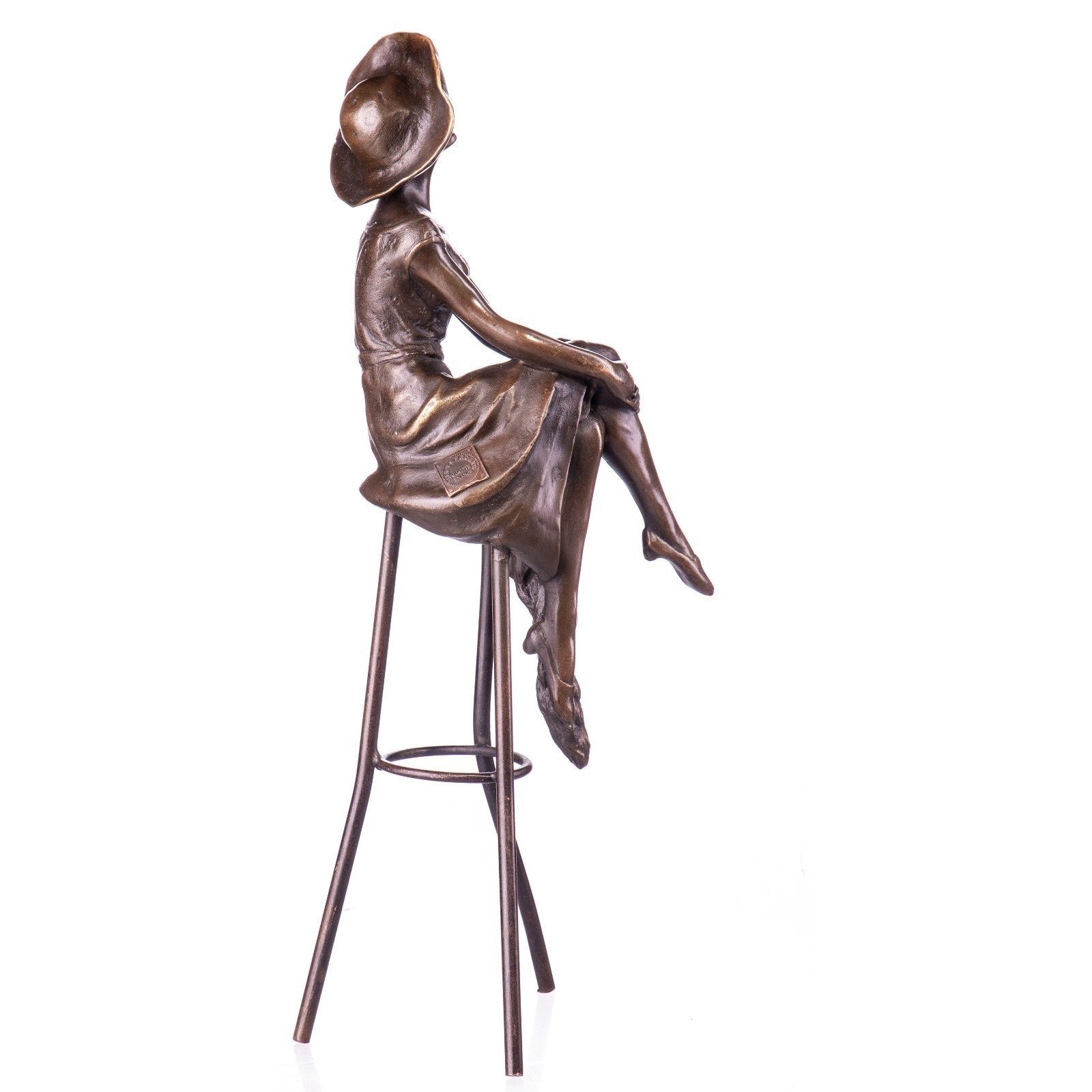 Elegant Seated Lady on Stool | Handcrafted Bronze Decor