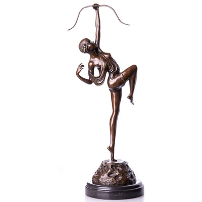 Art Deco Archer Maiden | Handcrafted Bronze Decor