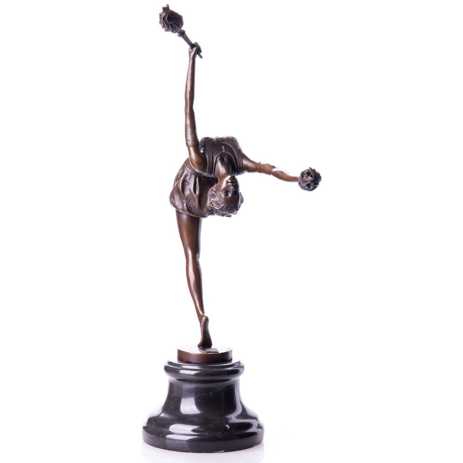 Art Deco Torch Balancing Dancer | Handcrafted Bronze Decor