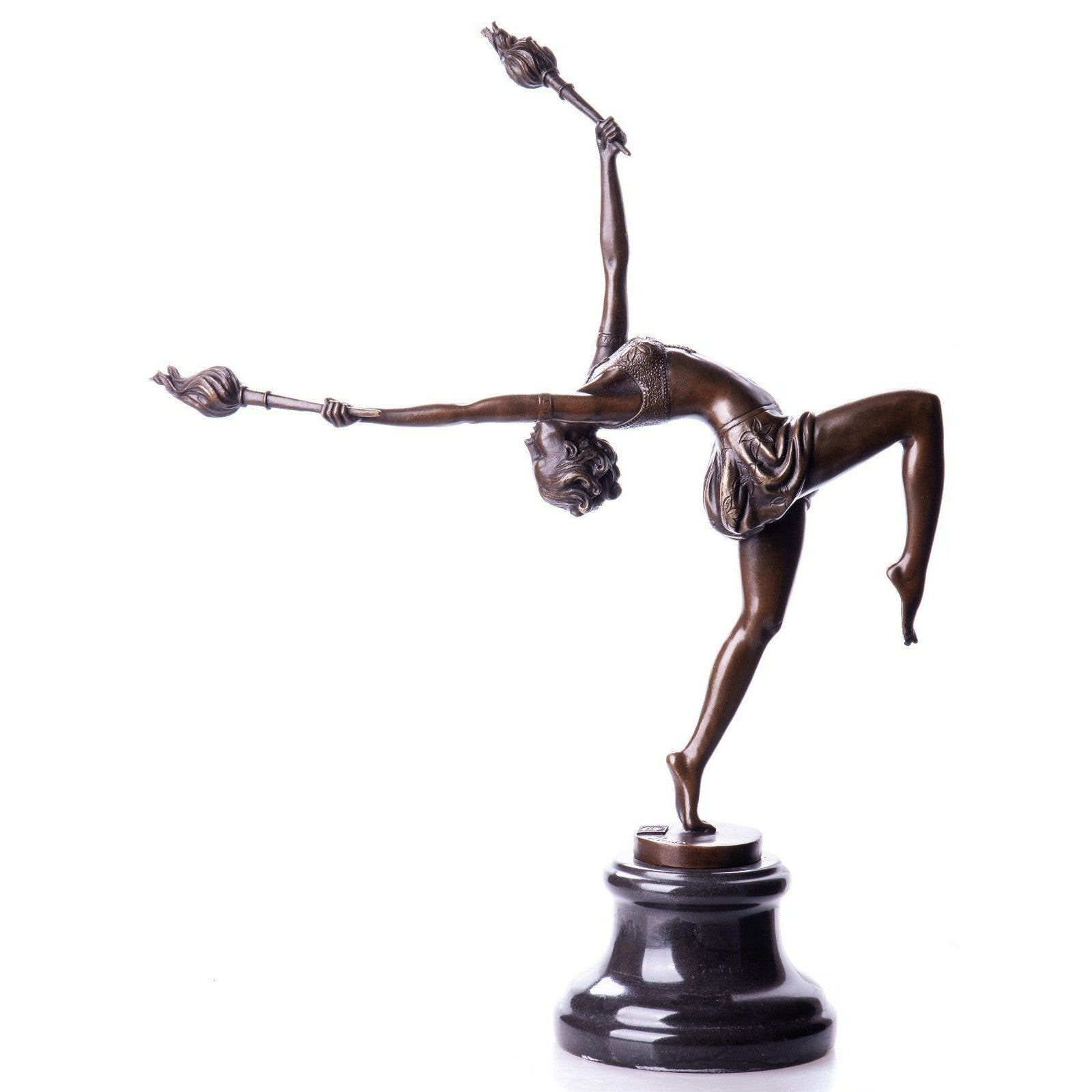 Art Deco Torch Balancing Dancer | Handcrafted Bronze Decor