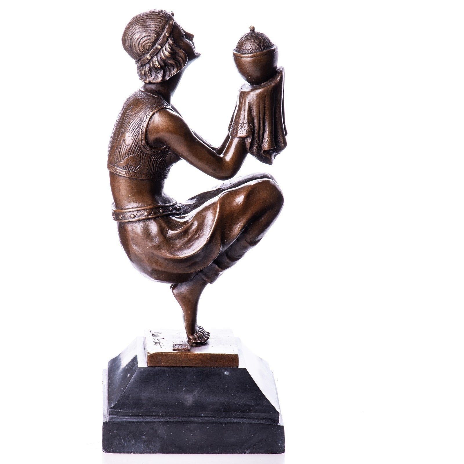 Art Deco Kneeling Maiden | Handcrafted Bronze Decor