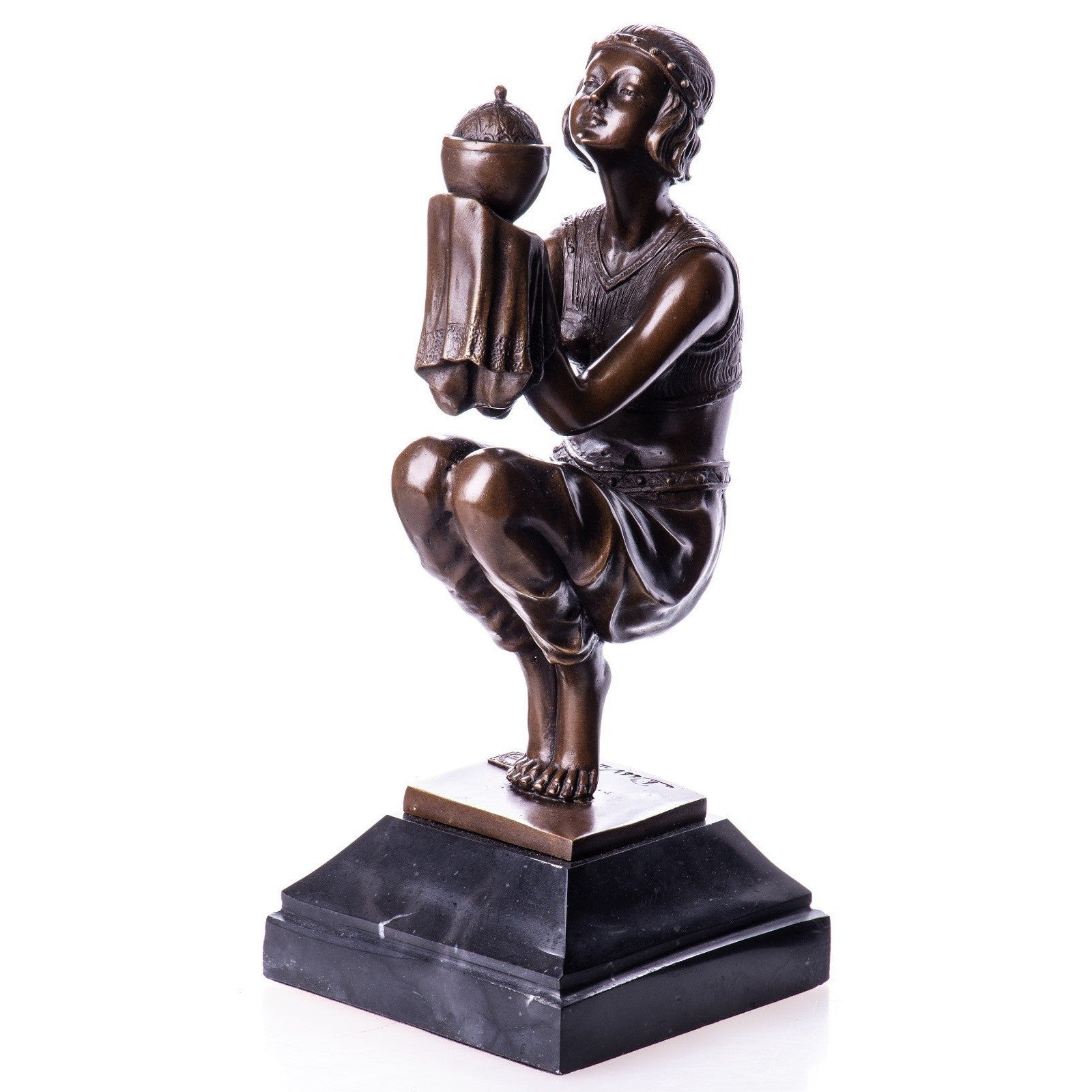 Art Deco Kneeling Maiden | Handcrafted Bronze Decor