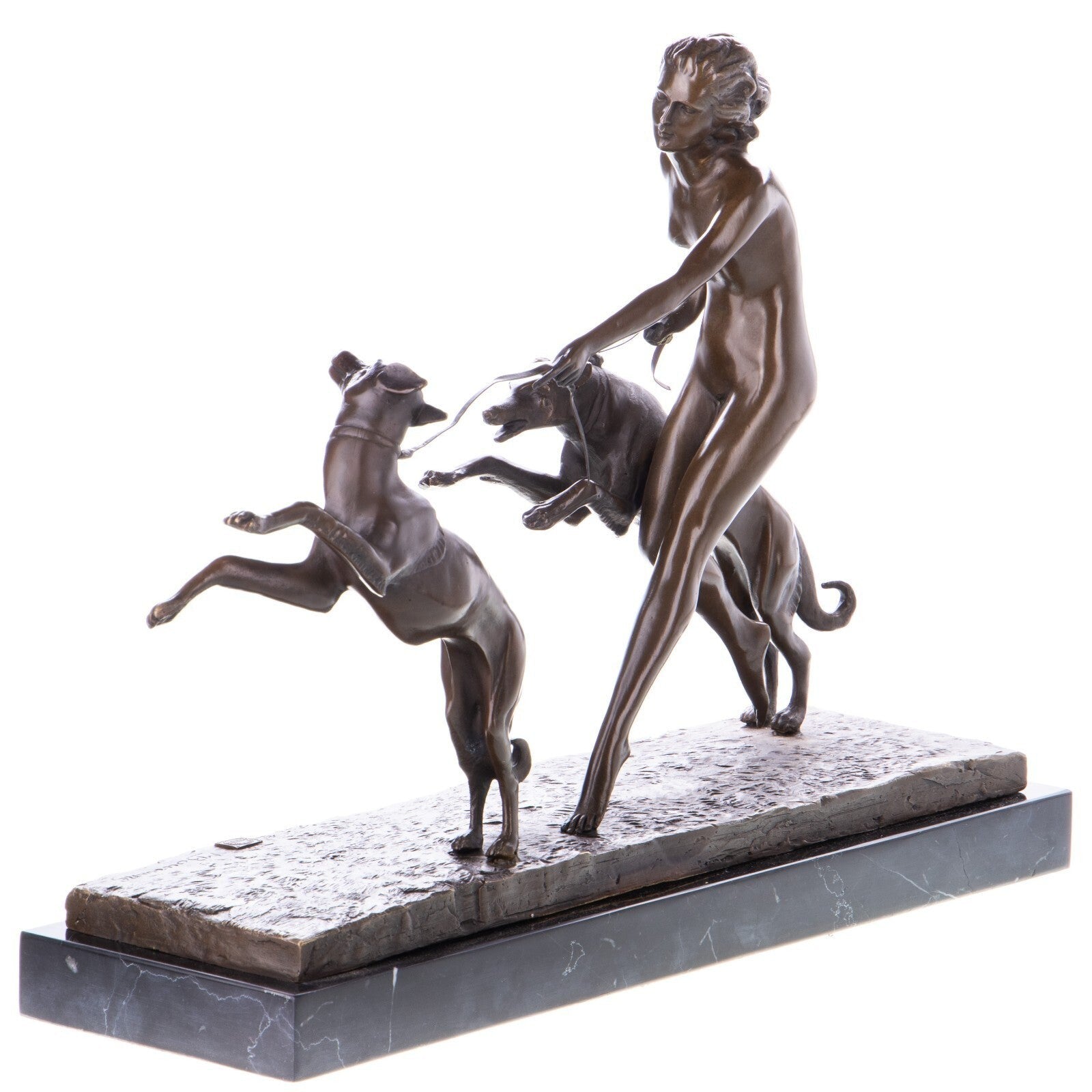 Artemis Hunting Dogs Sculpture | Handcrafted Bronze Decor
