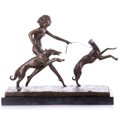 Artemis Hunting Dogs Sculpture | Handcrafted Bronze Decor