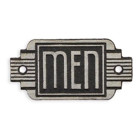 Art Deco Men Sign Plaque | Handcrafted Iron Decor