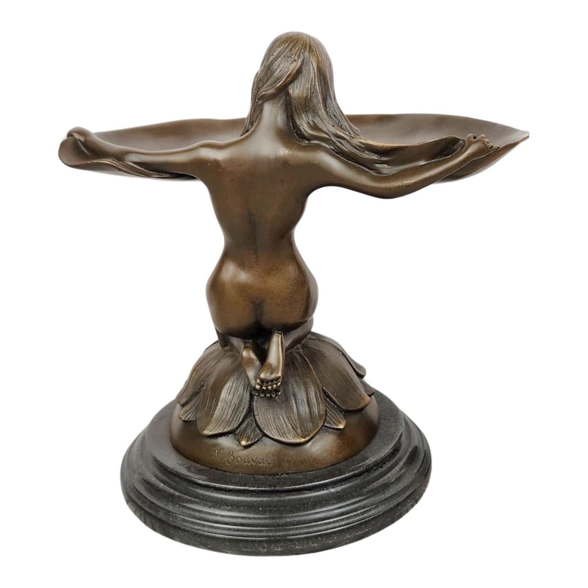 Woman Tray Sculpture | Handcrafted Bronze Decor | Unique Home Accent